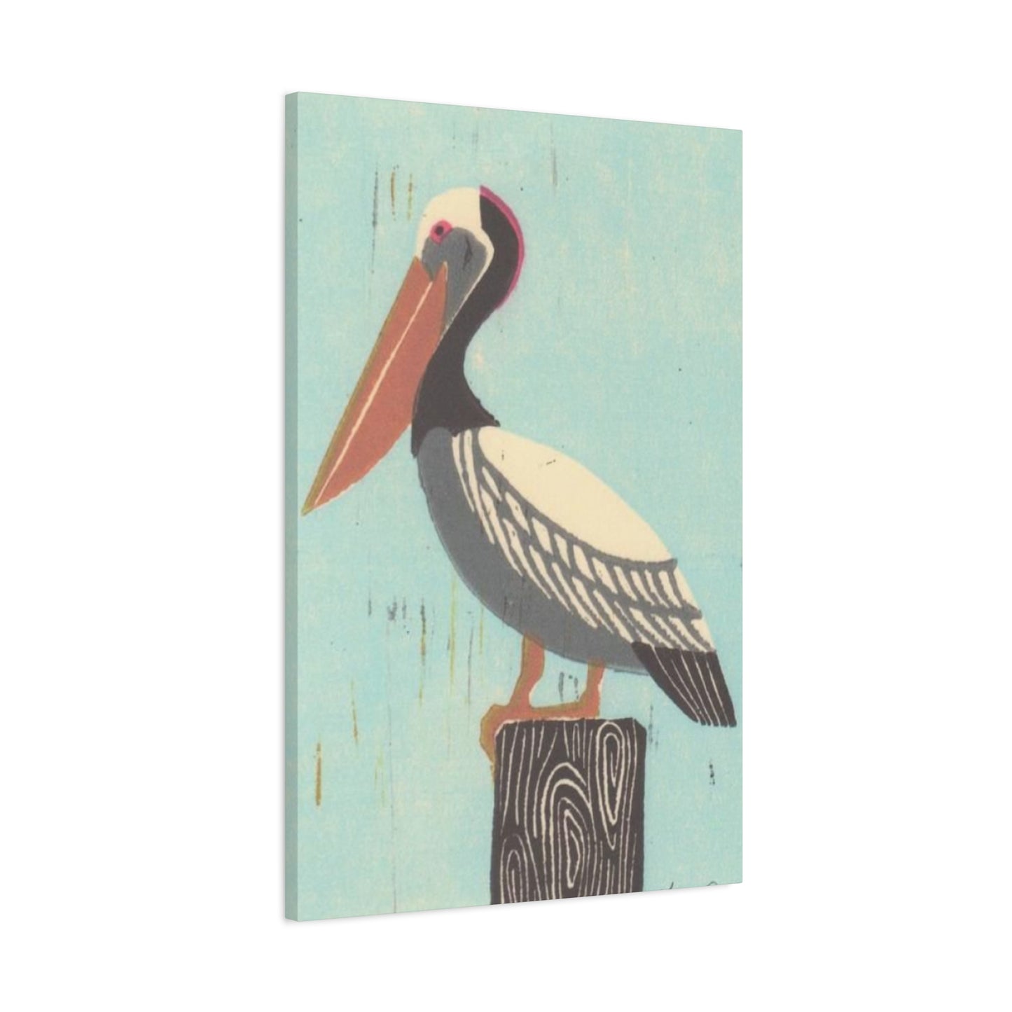 Brown Beak Pelican Colorful Drawing Wall Art & Canvas Prints