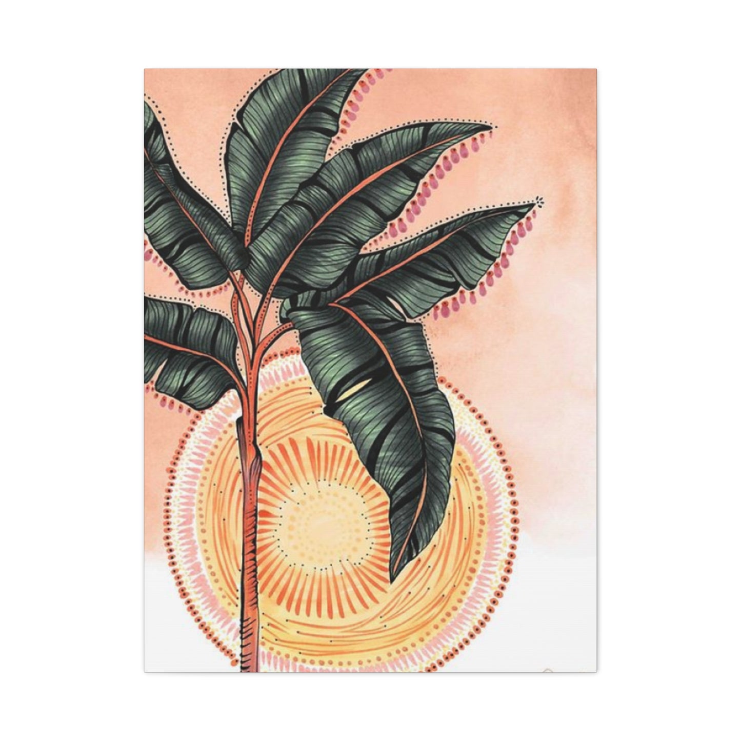 Sunset & Palm Tree Drawing Wall Art & Canvas Prints