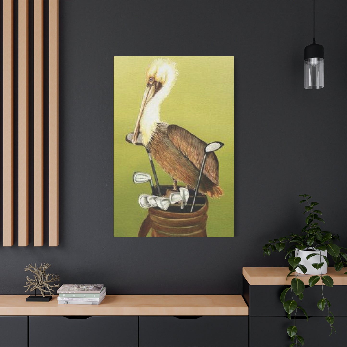 Pelican On a Golf Bag Painting Wall Art & Canvas Prints