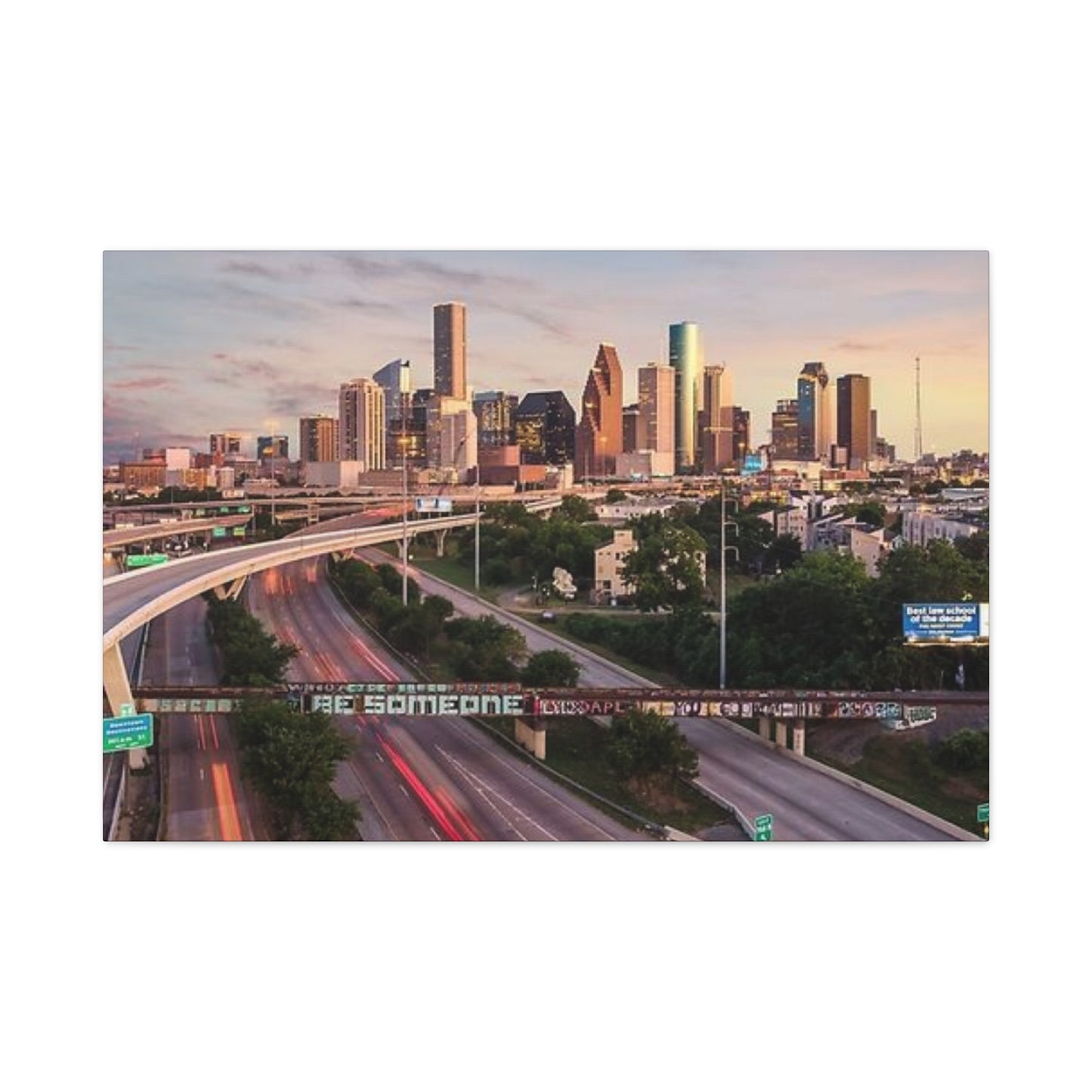 Highway In Houston Skyline Wall Art & Canvas Prints