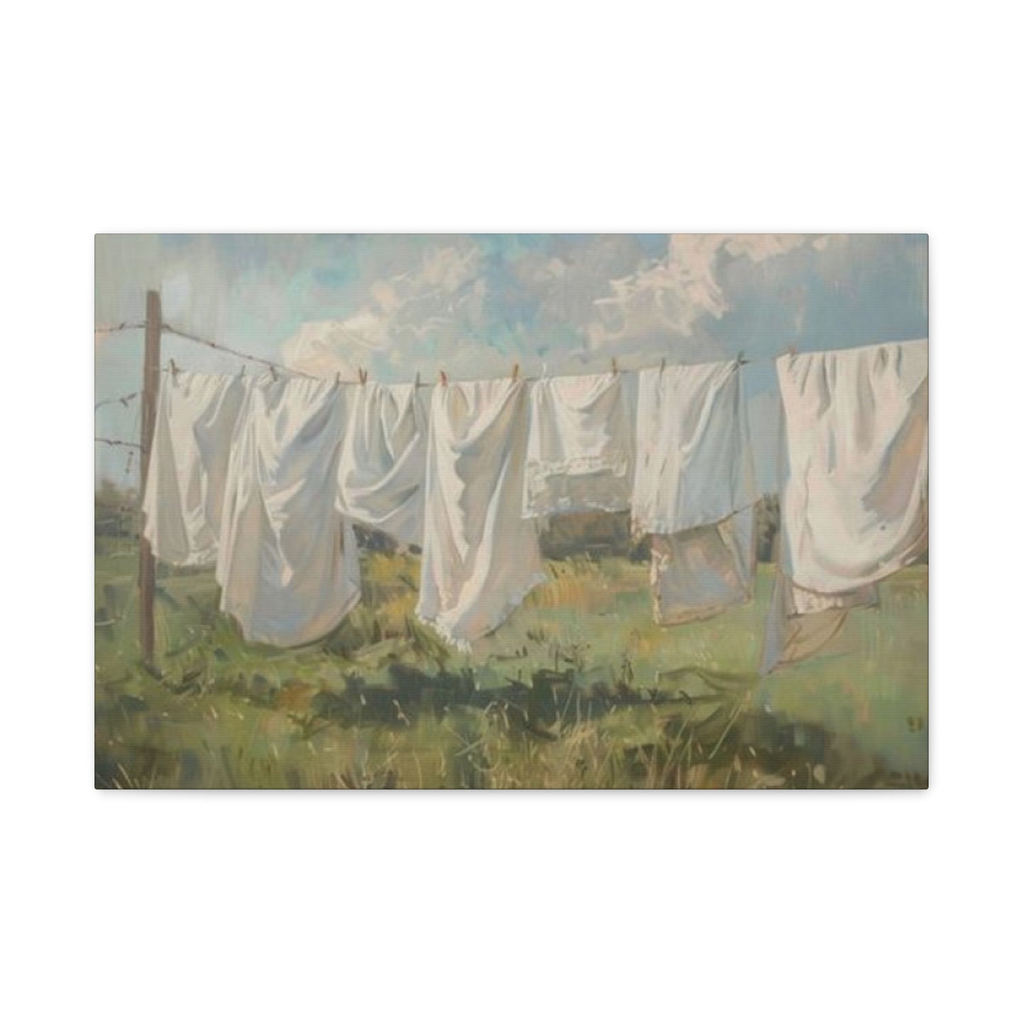 White Clothes Drying Laundry Wall Art & Canvas Prints