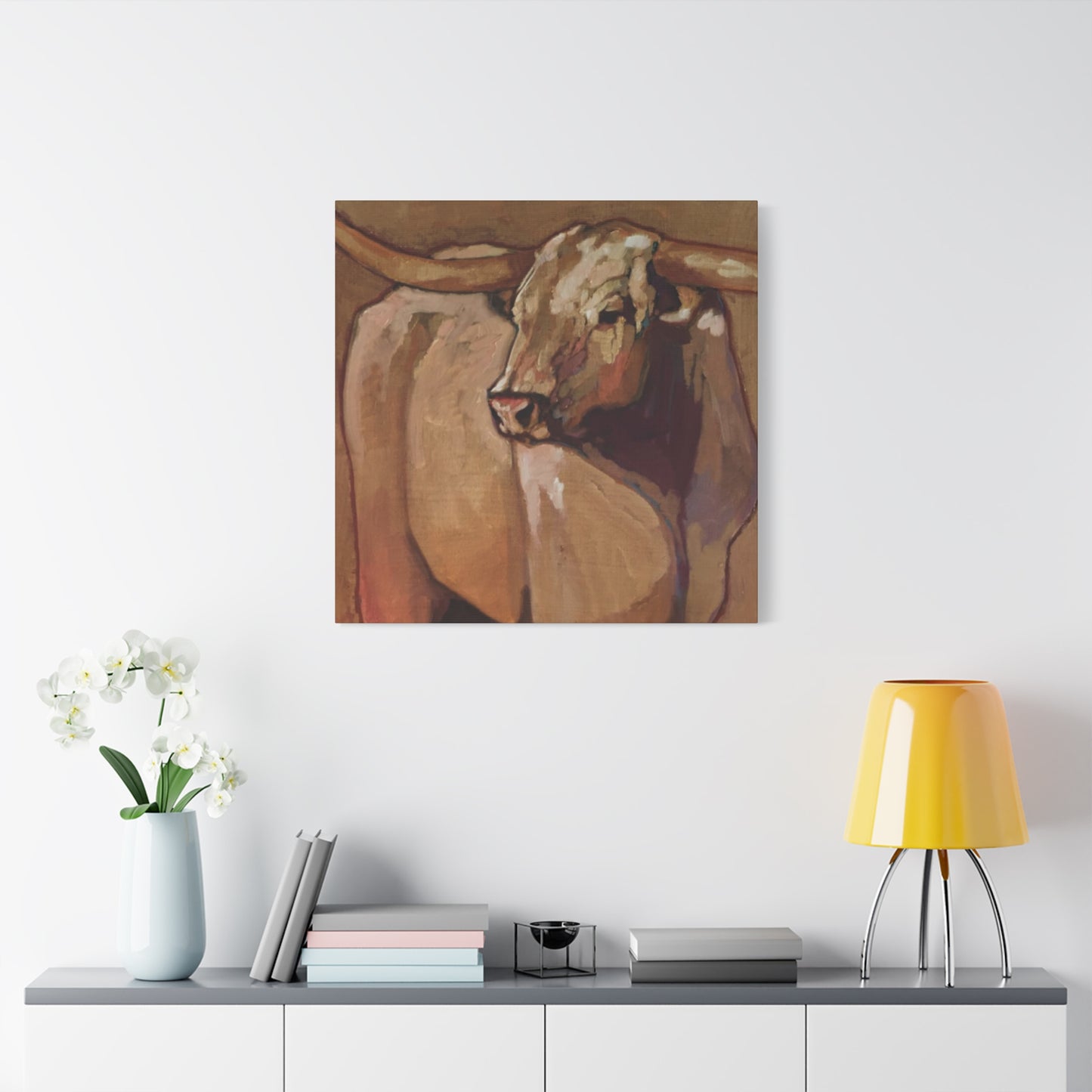 Bull Long Horn Painting Wall Art & Canvas Prints