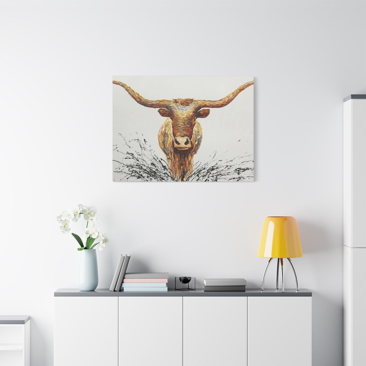 Bull Long Horns Drawing Wall Art & Canvas Prints