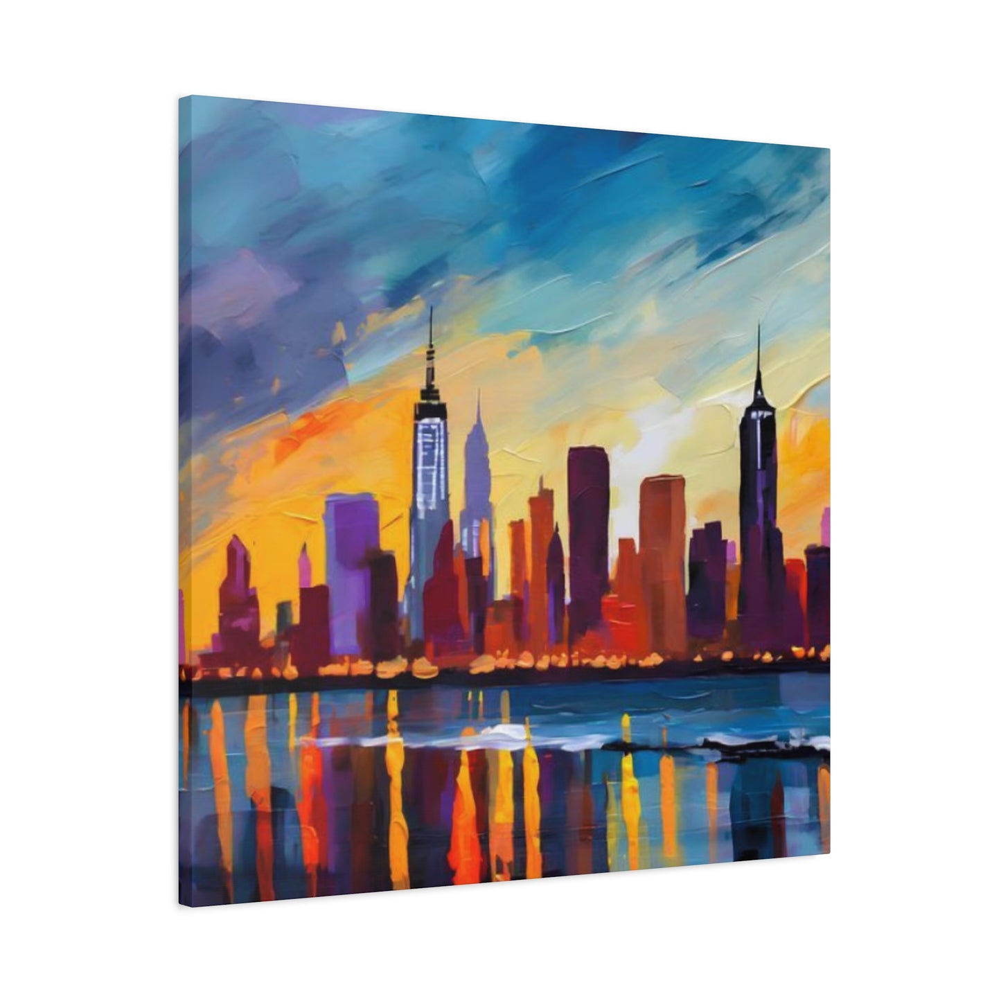 Skyline View From Sea Drawing NYC Skylines Wall Art & Canvas Prints