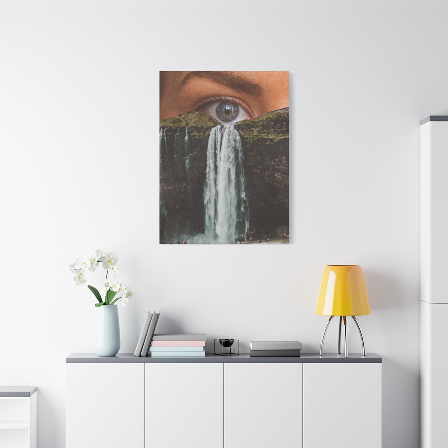 Eye Waterfall Abstract Painting Mixed Media Wall Art & Canvas Prints