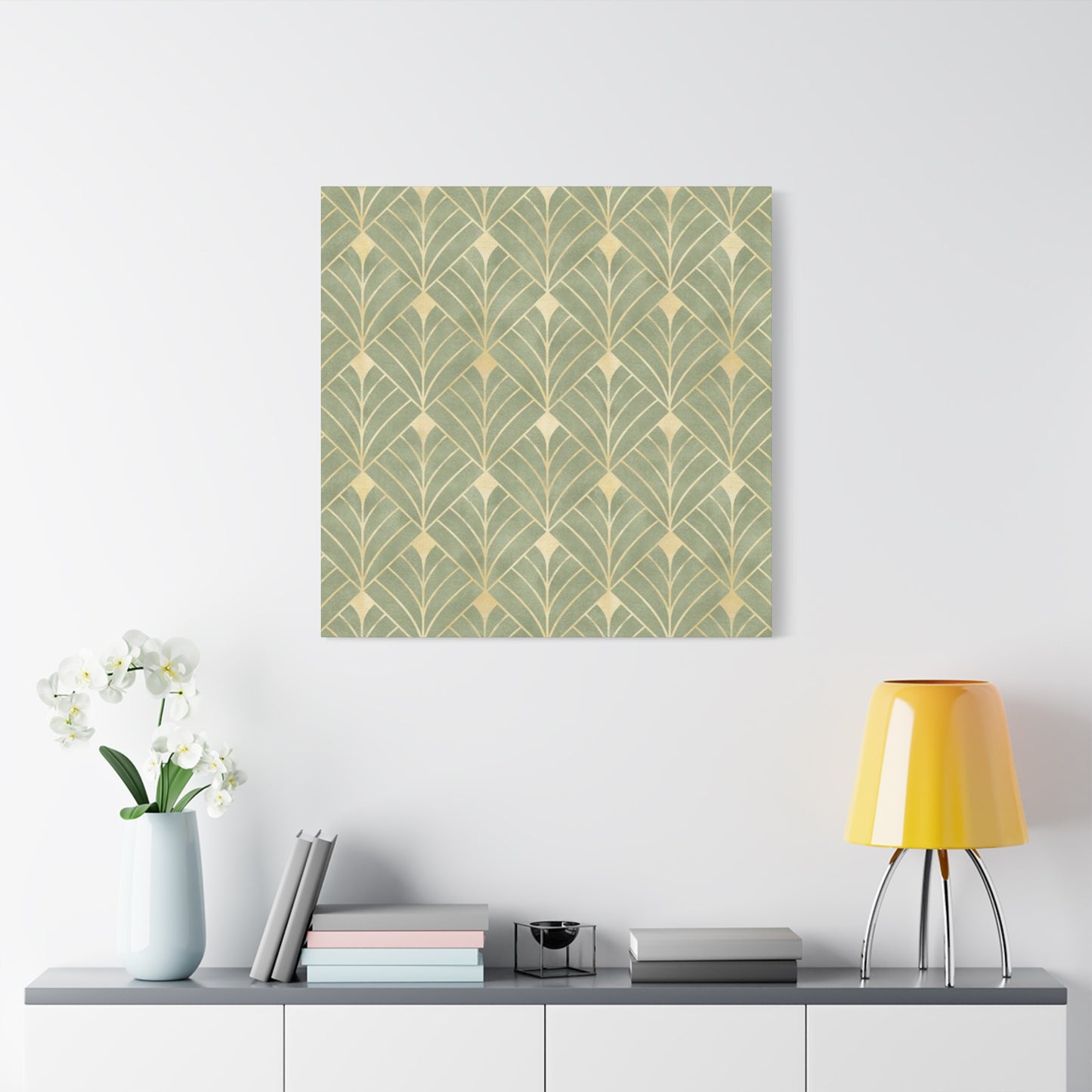 Light Olive Green Pattern Painting Wall Art & Canvas Prints