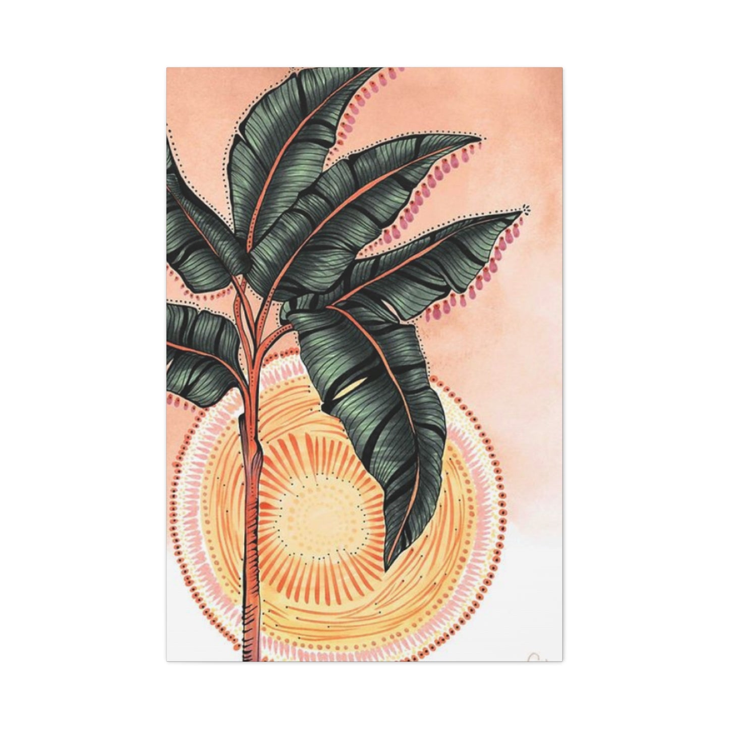 Sunset & Palm Tree Drawing Wall Art & Canvas Prints