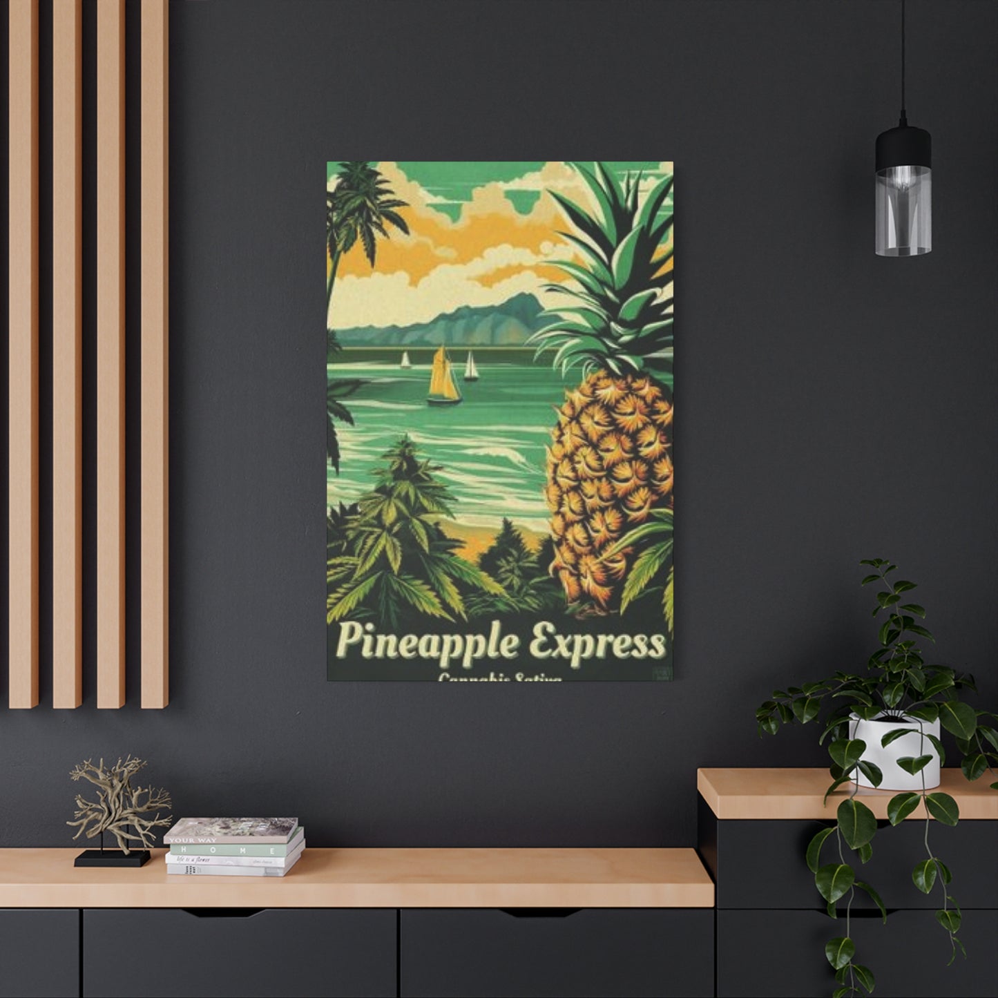 Pineapple On Beach Marijuana Wall Art & Canvas Prints