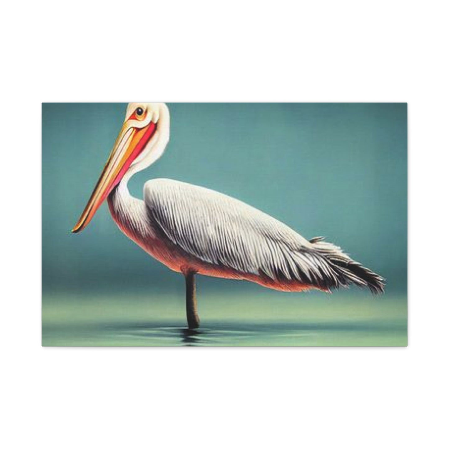 Long Beak Pelican In Pond Wall Art & Canvas Prints