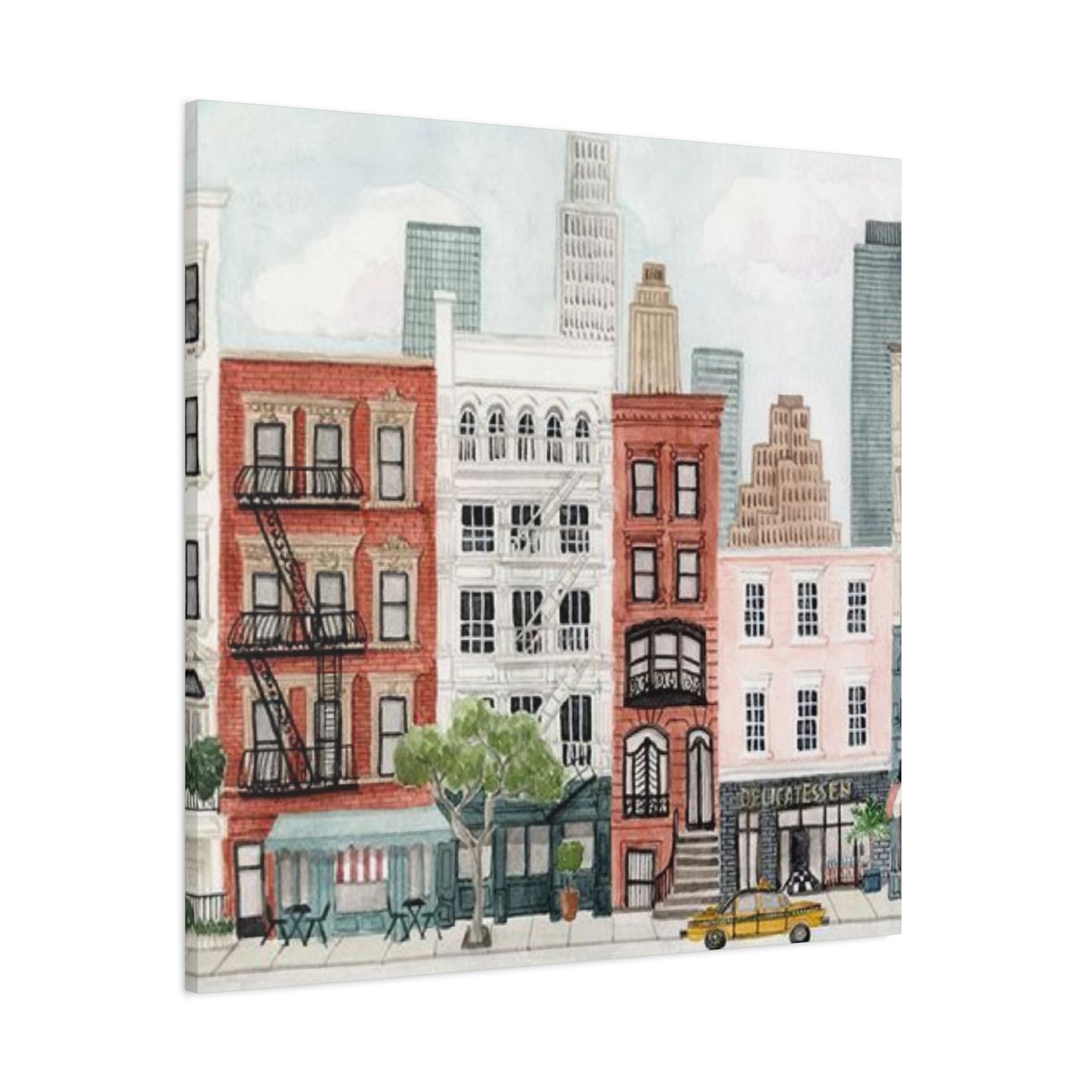 New York Buildings Drawing NYC Skylines Wall Art & Canvas Prints