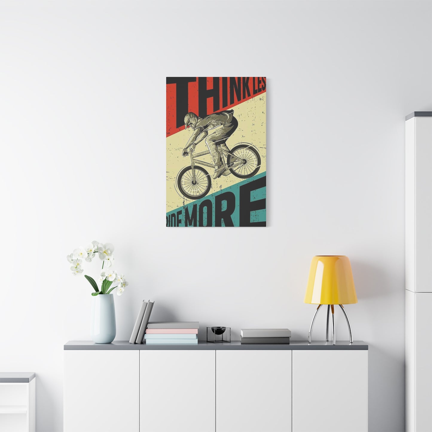 Think Less Ride More Poster Motorcycle Wall Art & Canvas Prints