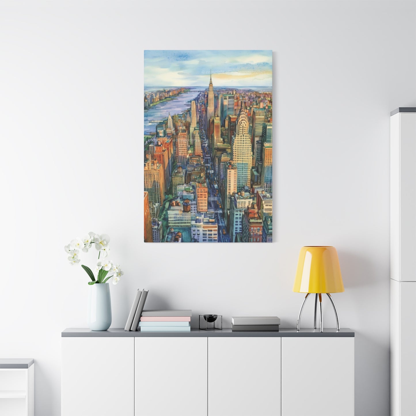 Skyview Manhattan City Skyline NYC Skyline Wall Art & Canvas Prints