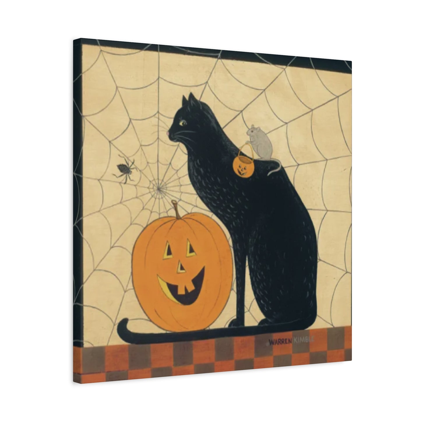 Black Cat On The Spider Web Kimble Warren Wall Art & Canvas Prints