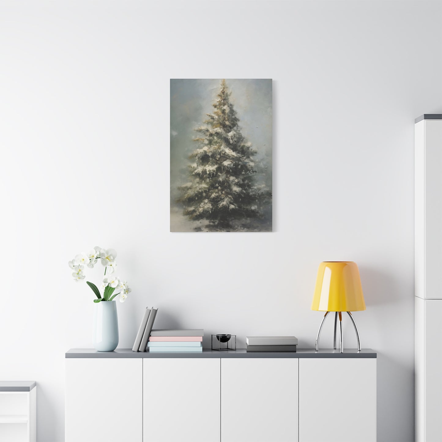 Snowy Christmas Tree Wall Art & Canvas Prints