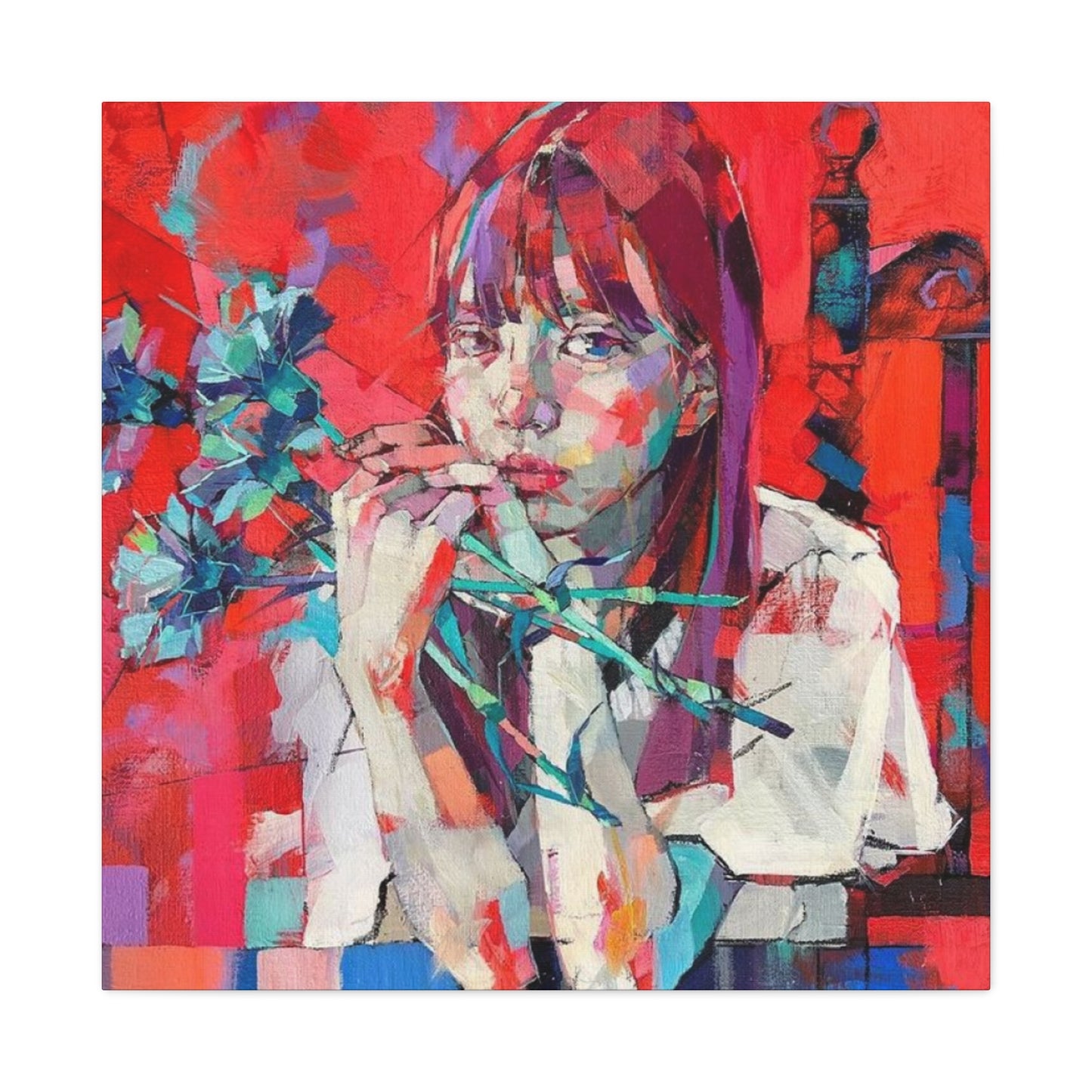 Girl Red Abstract Mixed Media Wall Art & Canvas Prints