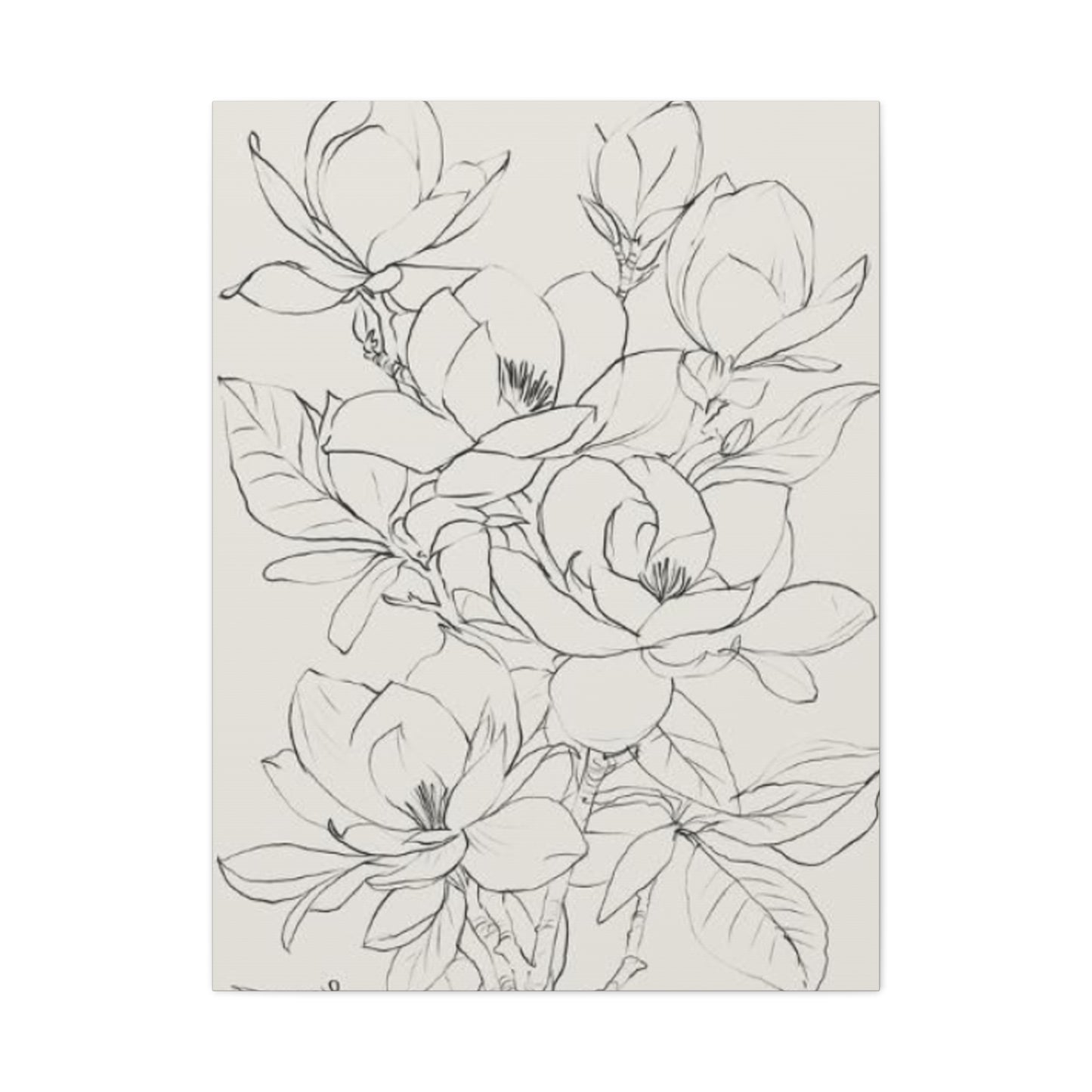 Magnolia Flower Sketch Wall Art & Canvas Prints