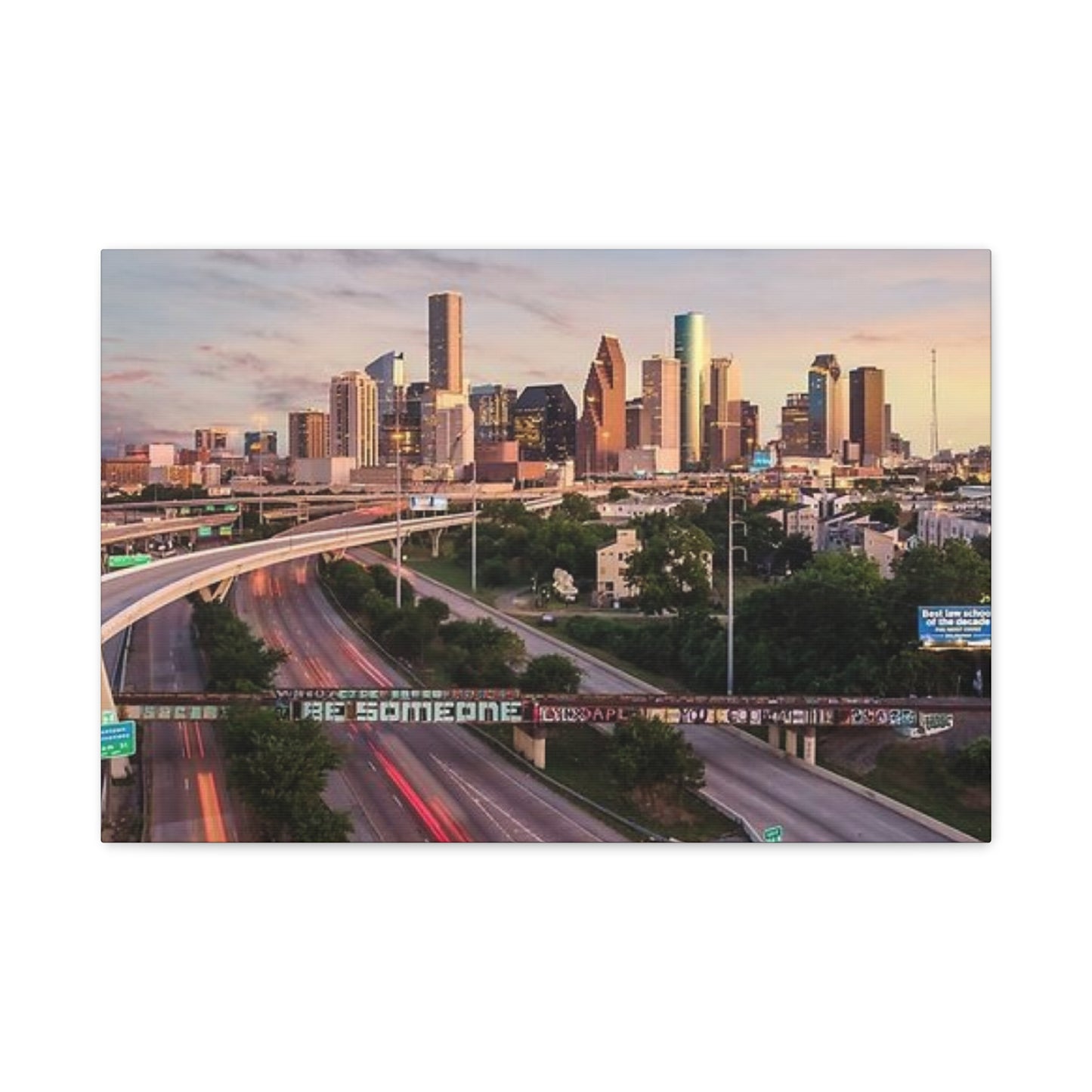 Highway In Houston Skyline Wall Art & Canvas Prints