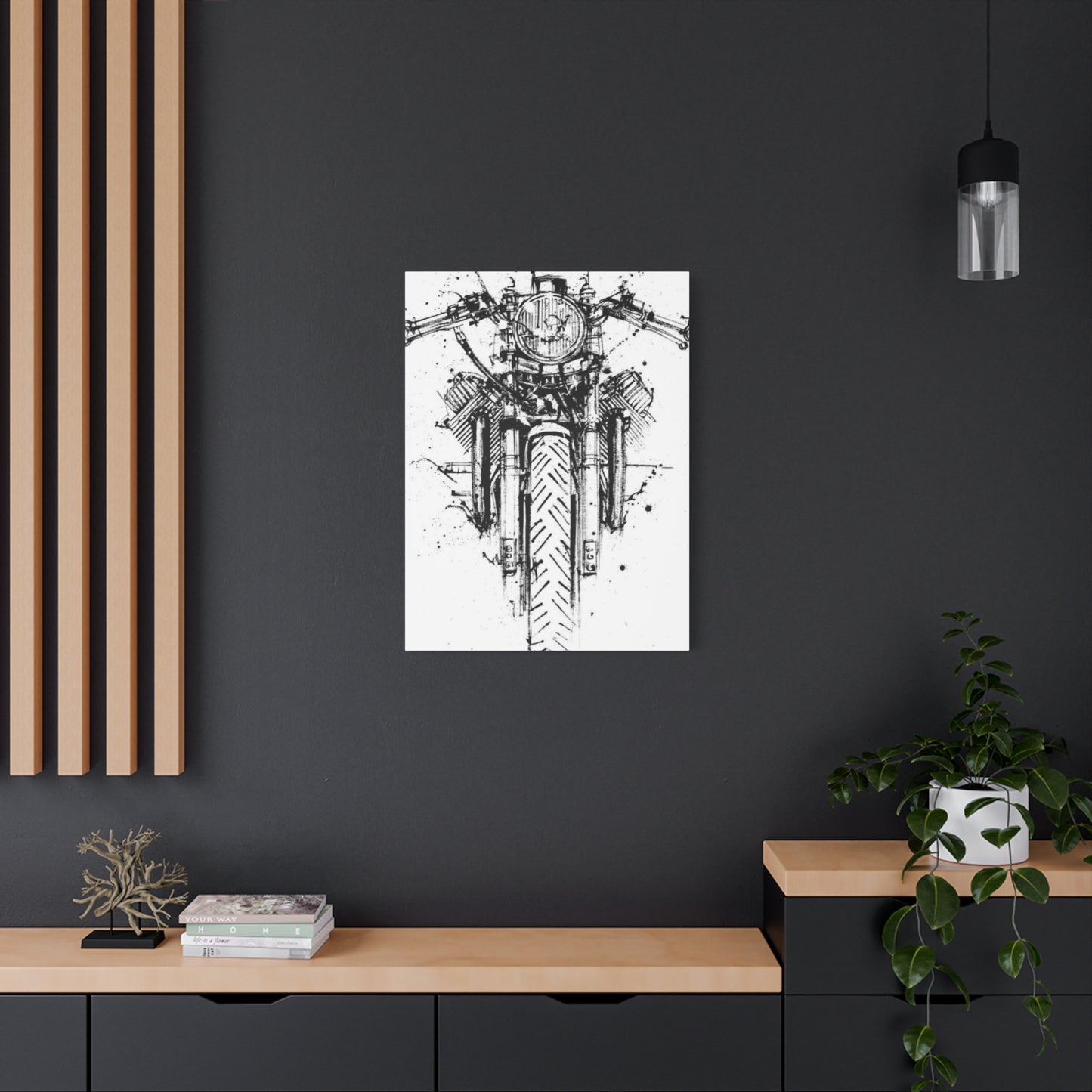 Cafe Racer Drawing Motorcycle Wall Art & Canvas Prints