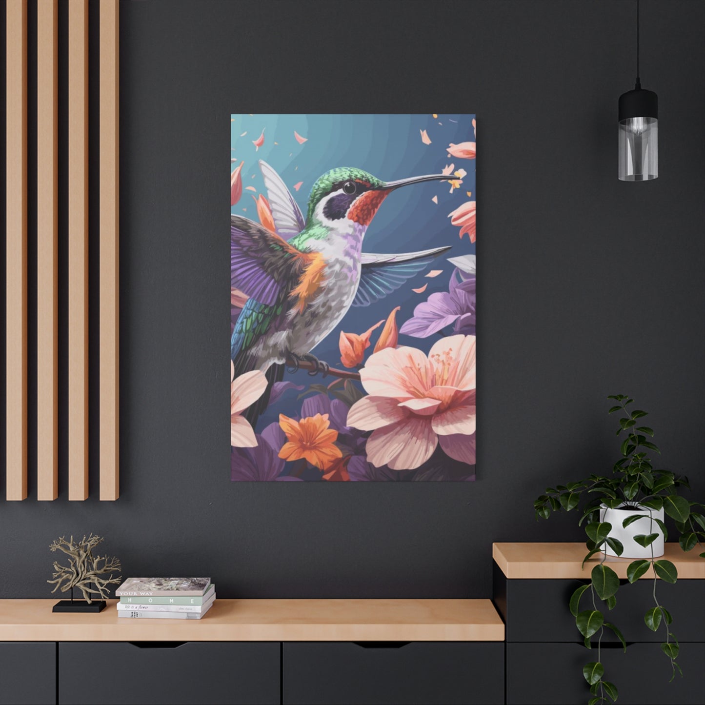 Humming Bird Closeup Painting Wall Art & Canvas Prints