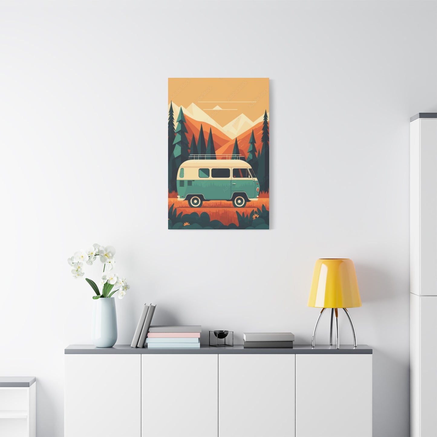 Camper Van in National Park Wall Art & Canvas Prints