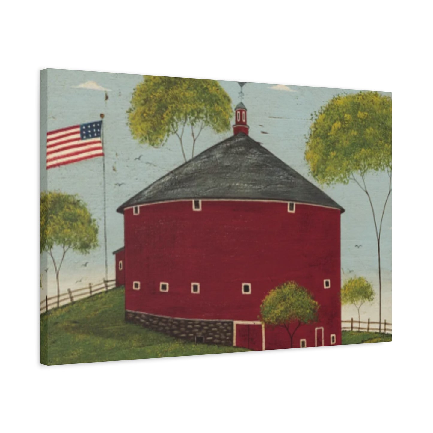 Red House And Flag Kimble Warren Wall Art & Canvas Prints