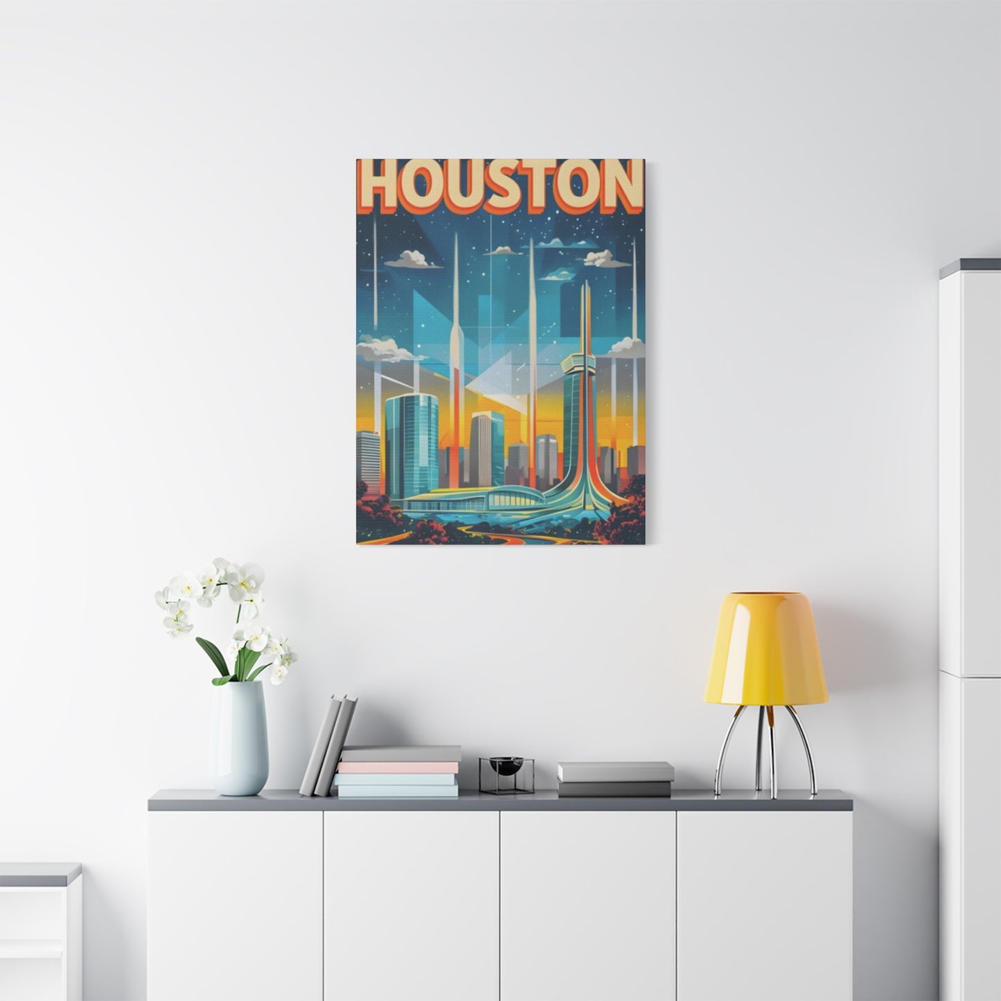 Sci-fi Houston Skyline Painting Wall Art & Canvas Prints