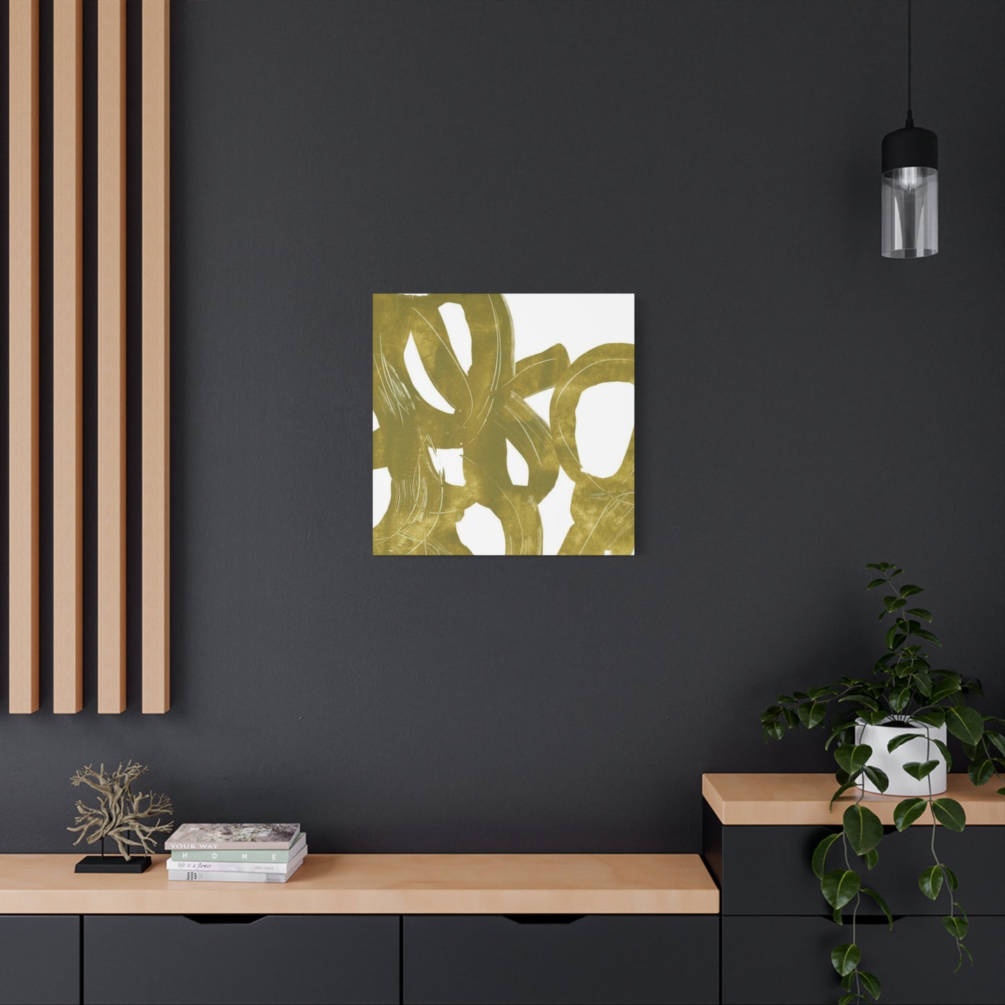 Circular Olive Green Painting Wall Art & Canvas Prints