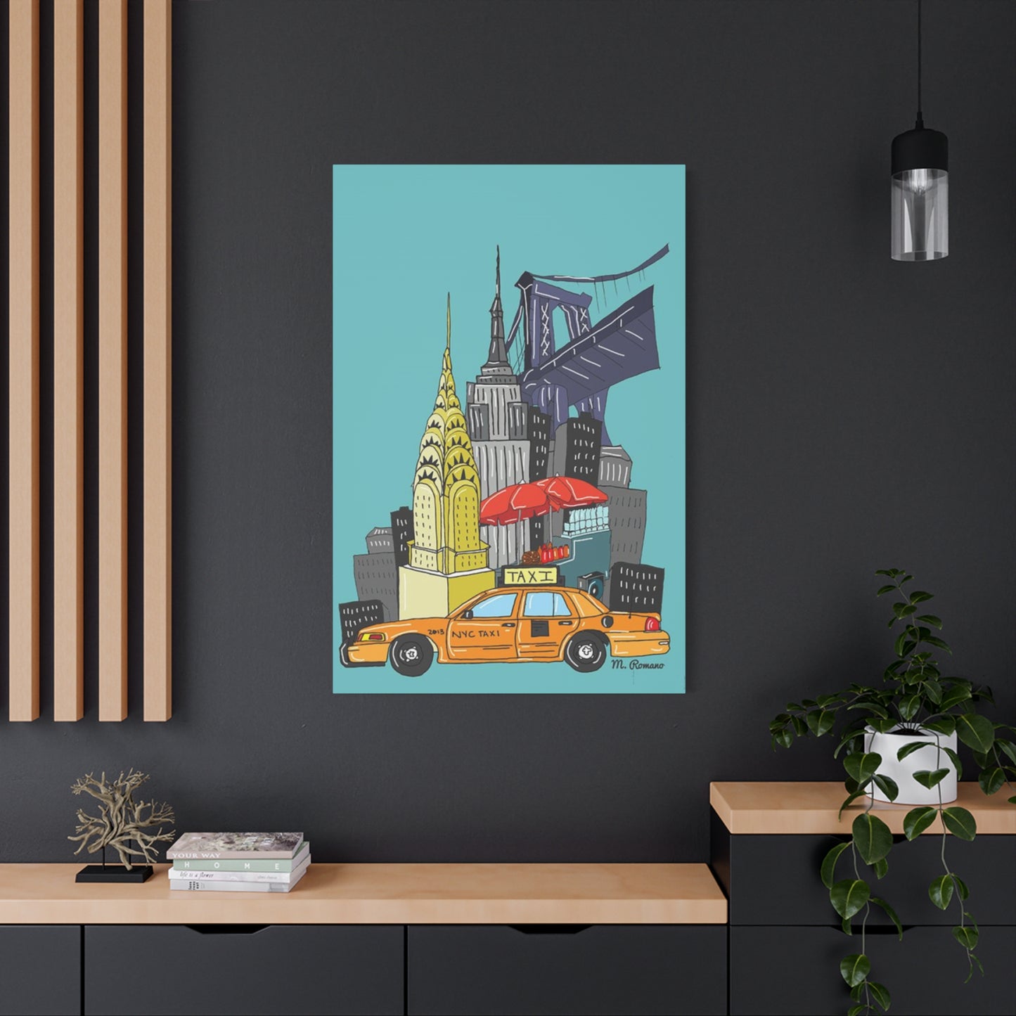 Manhattan & Taxi in New York City Skyline Wall Art & Canvas Prints