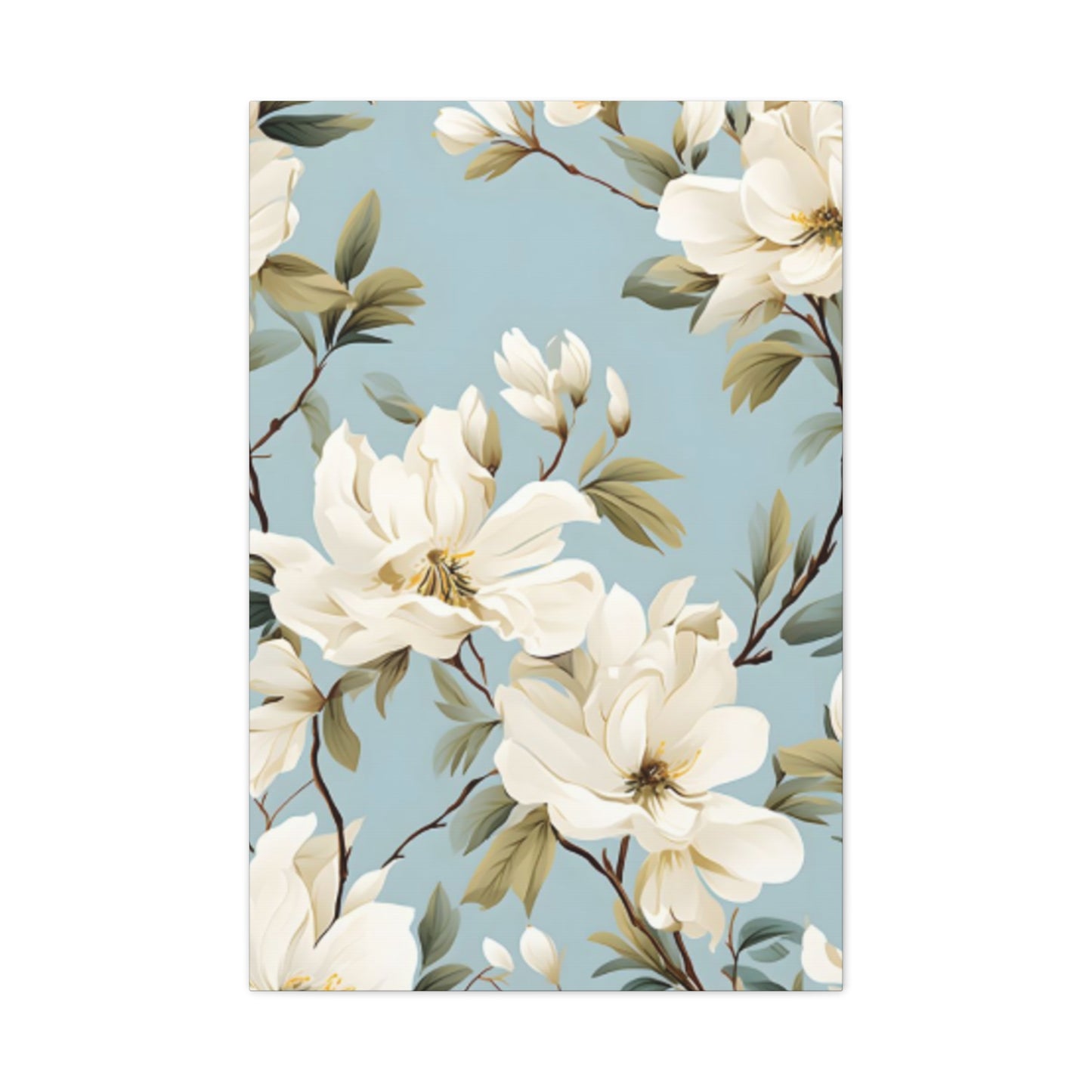 Blue Magnolia Flower Family Painting Wall Art & Canvas Prints