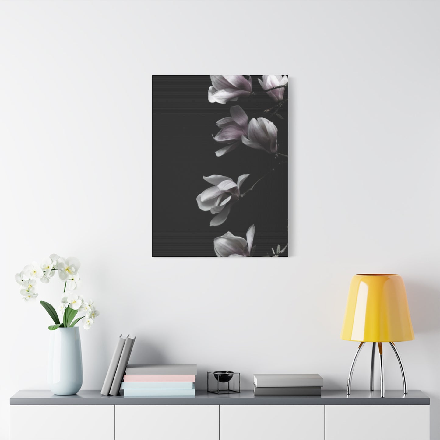 Pink Magnolia Flower with Painting Wall Art & Canvas Prints