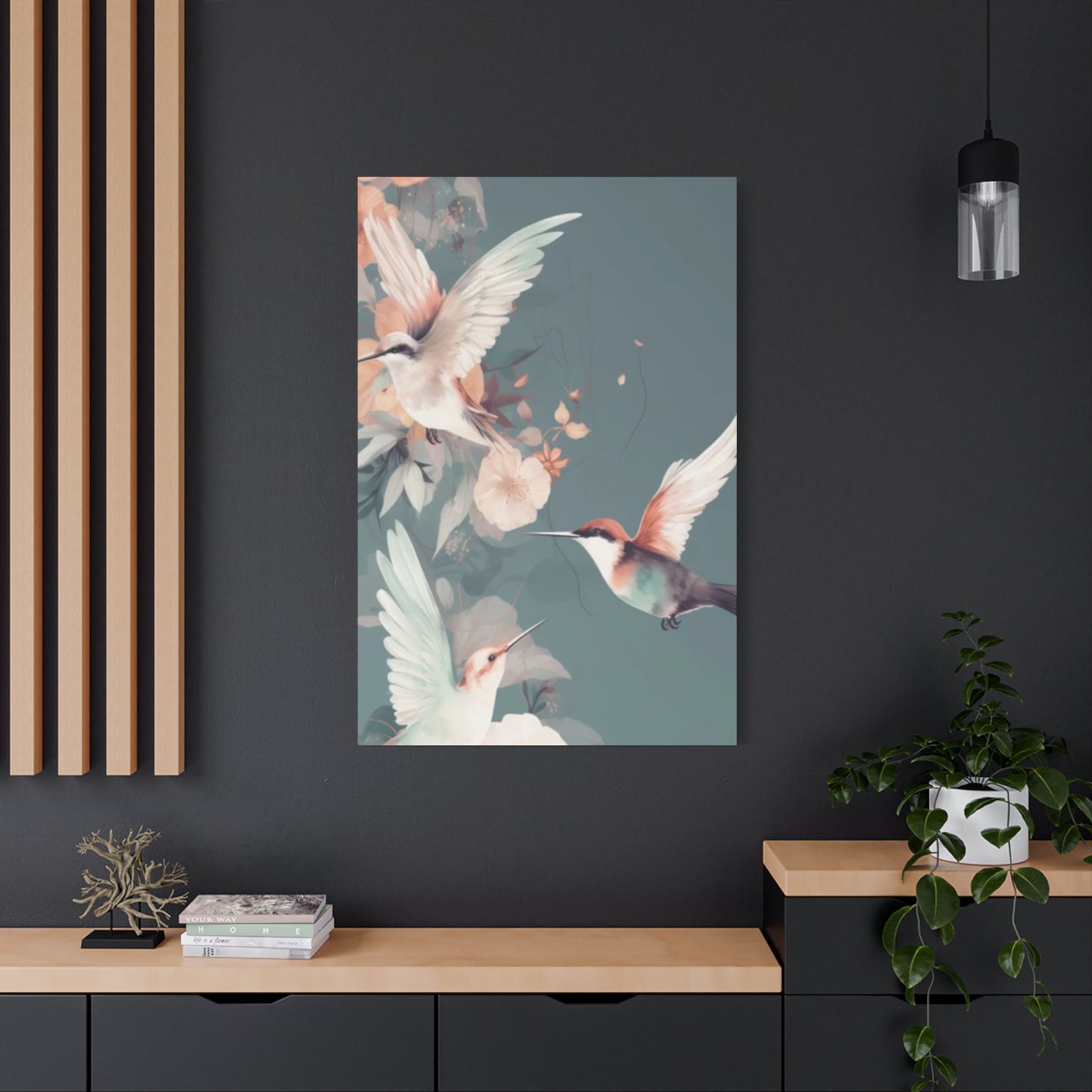 White Humming Birds Painting Wall Art & Canvas Prints