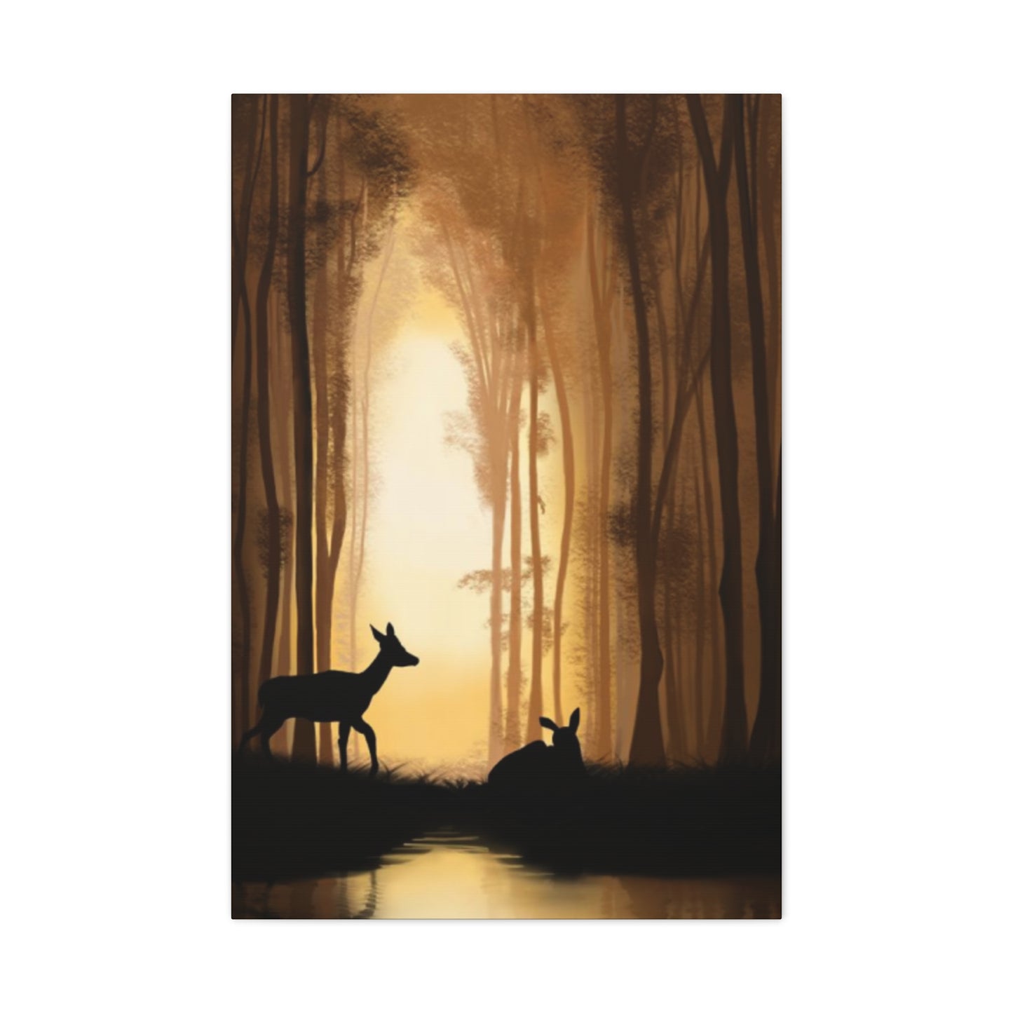 Deer Silhouette Forest Wall Art & Canvas Prints