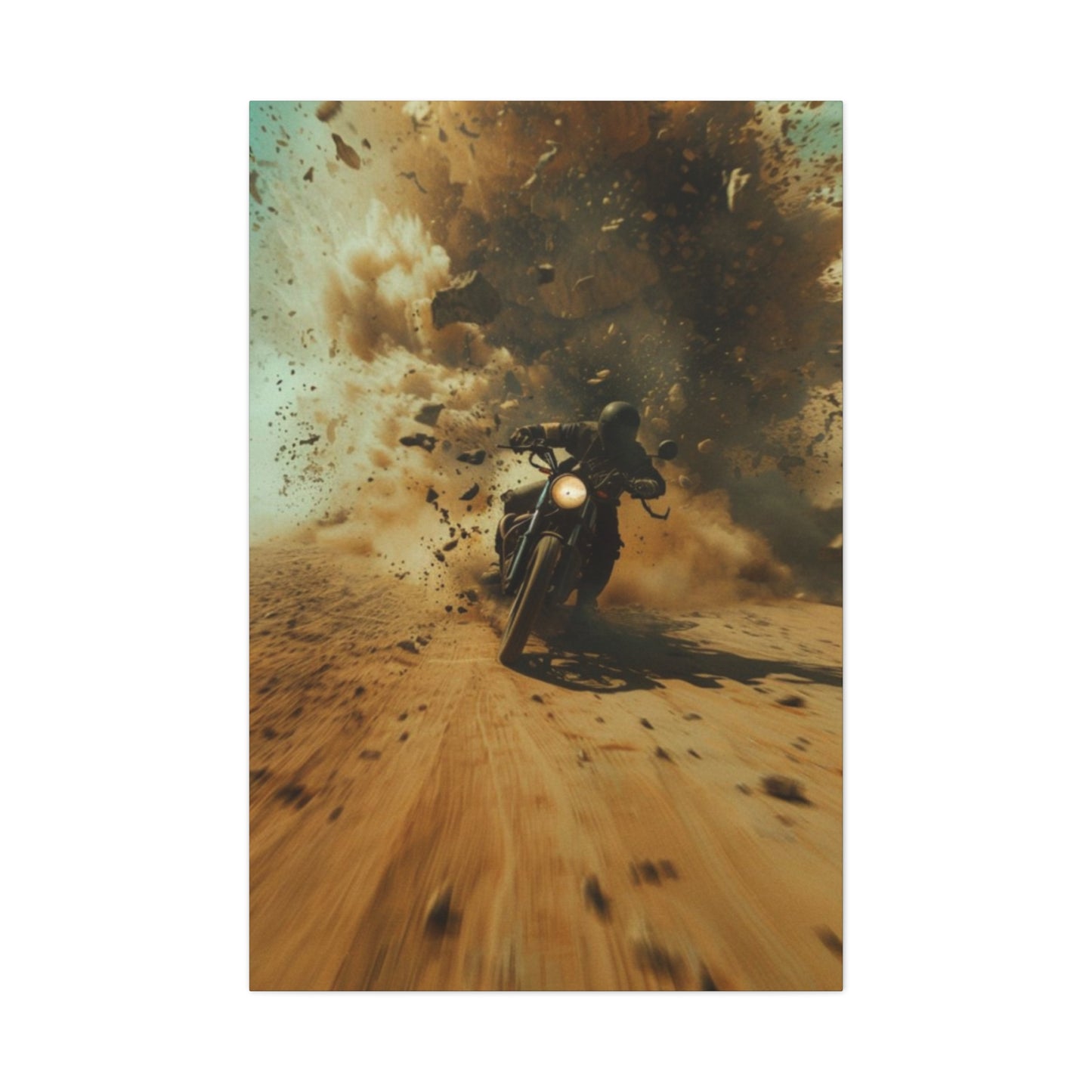 Bike Riding In Desert Motorcycle Wall Art & Canvas Prints