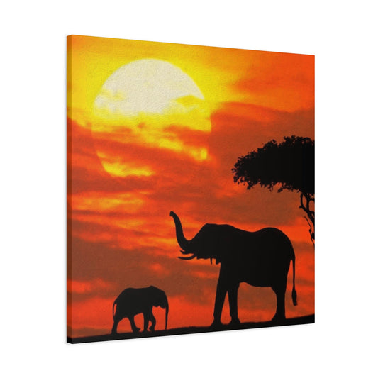 Elephant in Sunset Wall Art & Canvas Prints