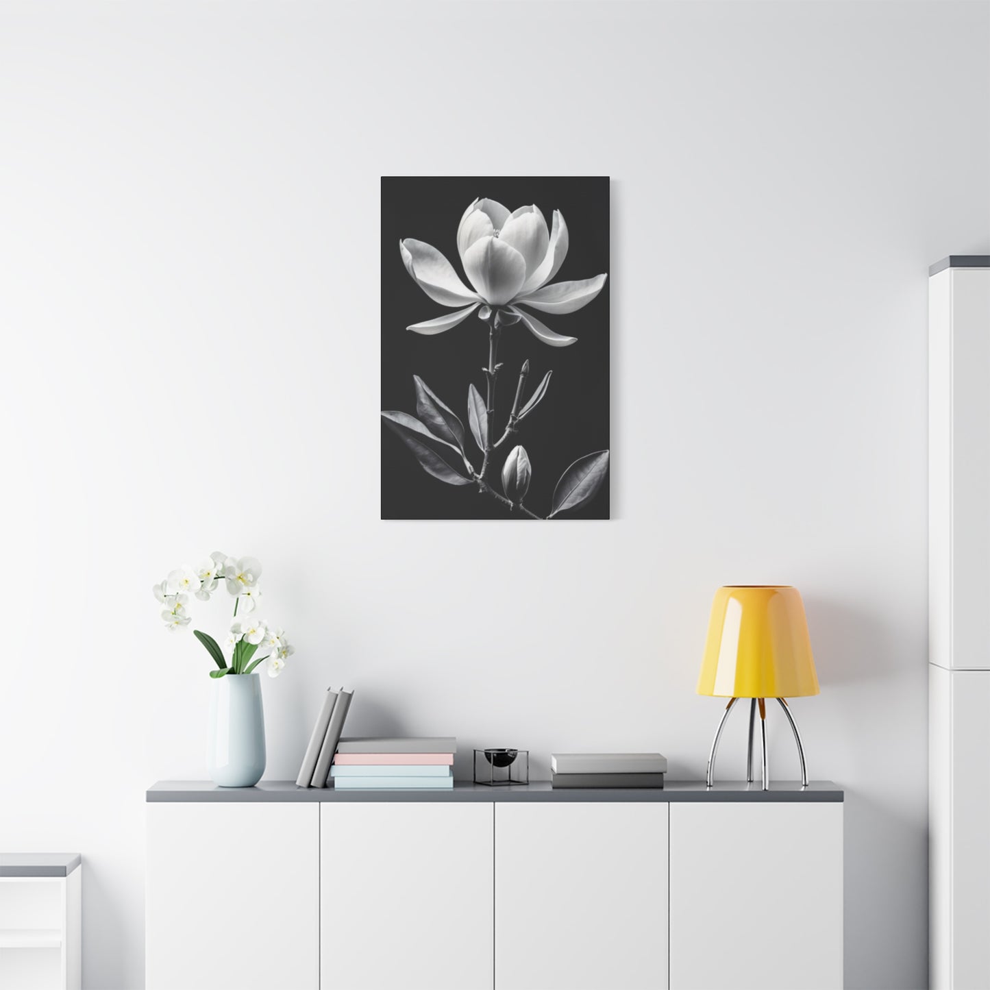 Monochrome Magnolia Flower Plant Wall Art & Canvas Prints