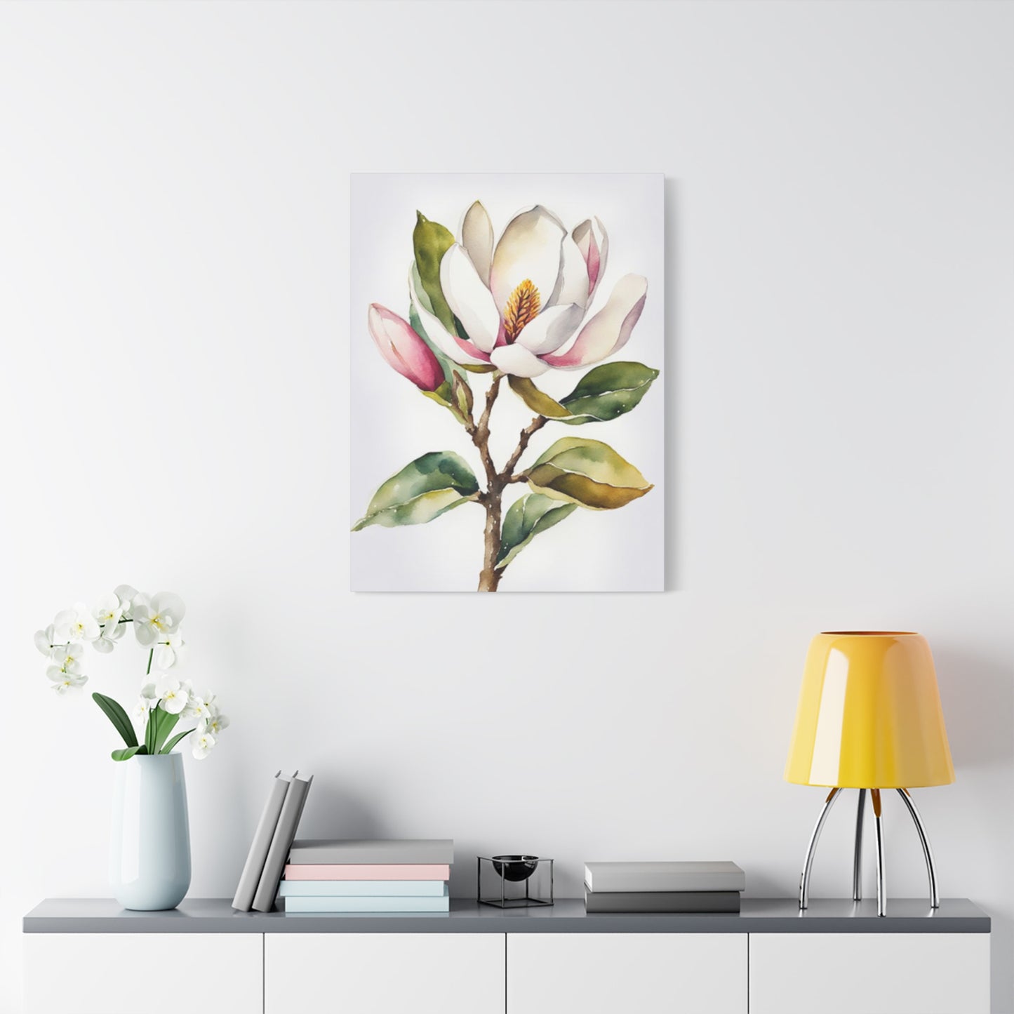 Magnolia Flower StemPainting Wall Art & Canvas Prints