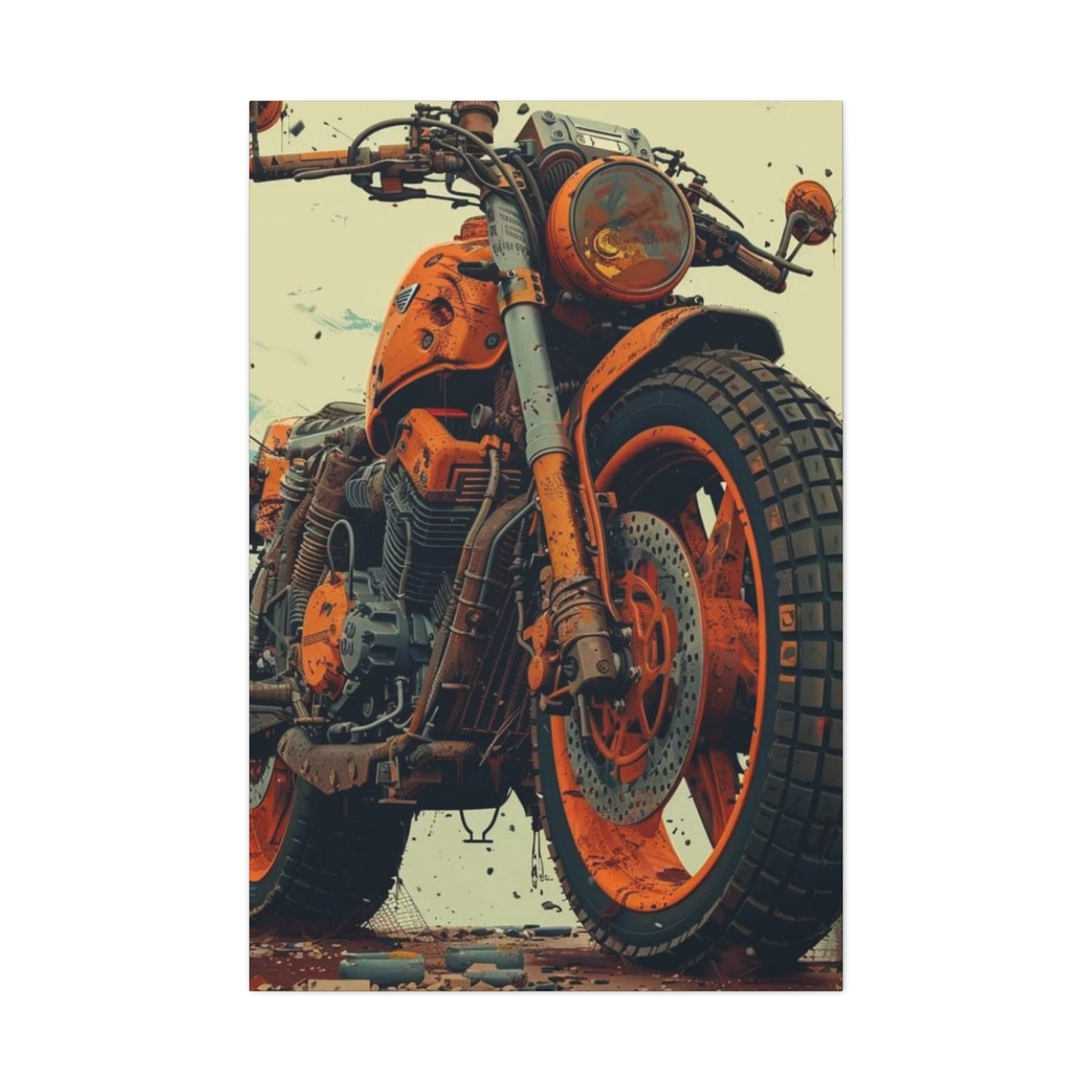 Orange Bike Poster Motorcycle Wall Art & Canvas Prints