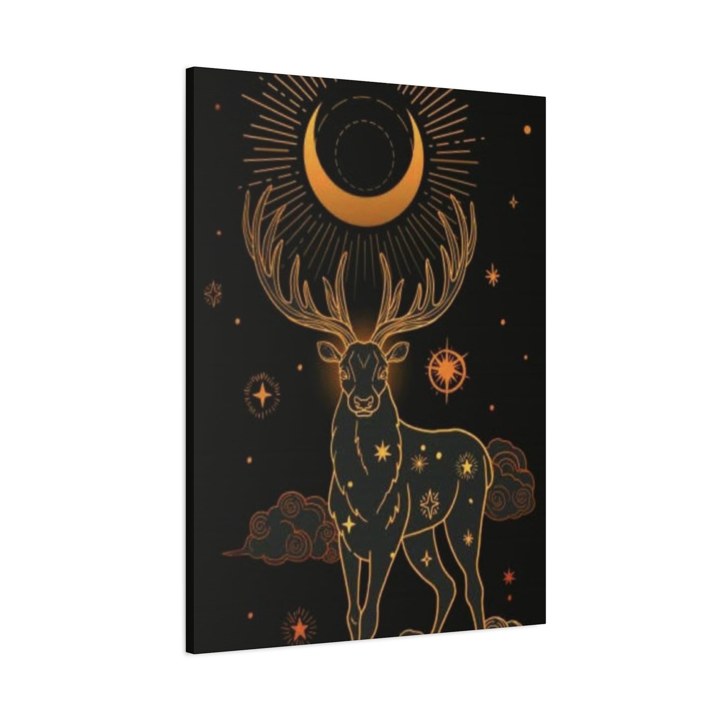 Deer with Crescent Moon Wall Art & Canvas Prints