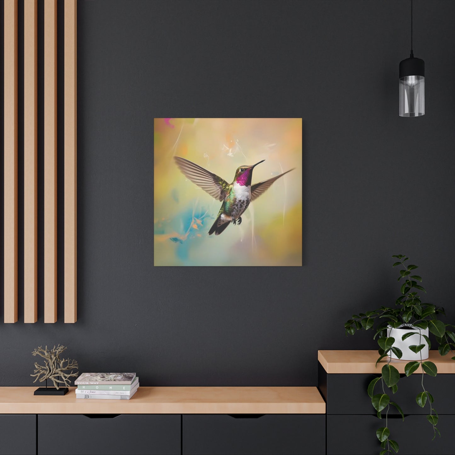 Beautiful Flying Humming Bird Painting Wall Art & Canvas Prints