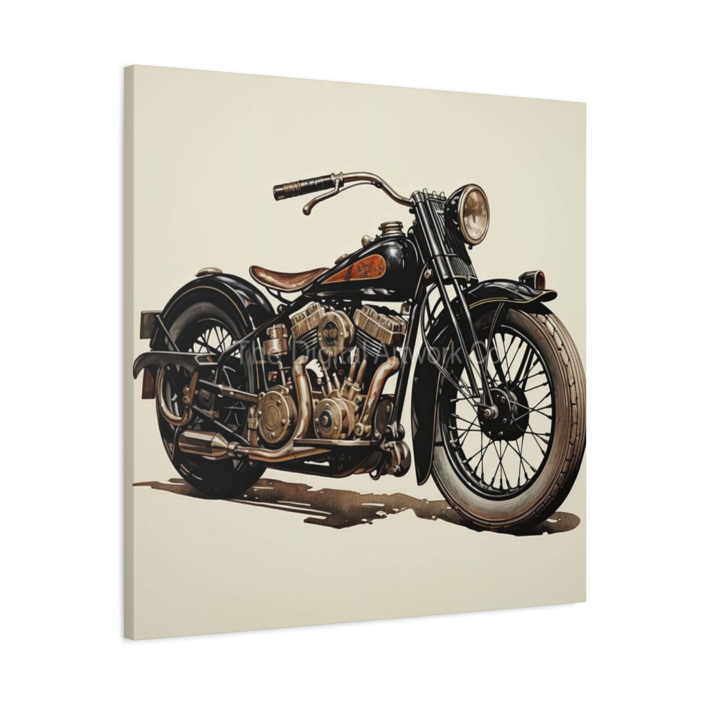 Twin Cylinder Classic Motorcycle Wall Art & Canvas Prints