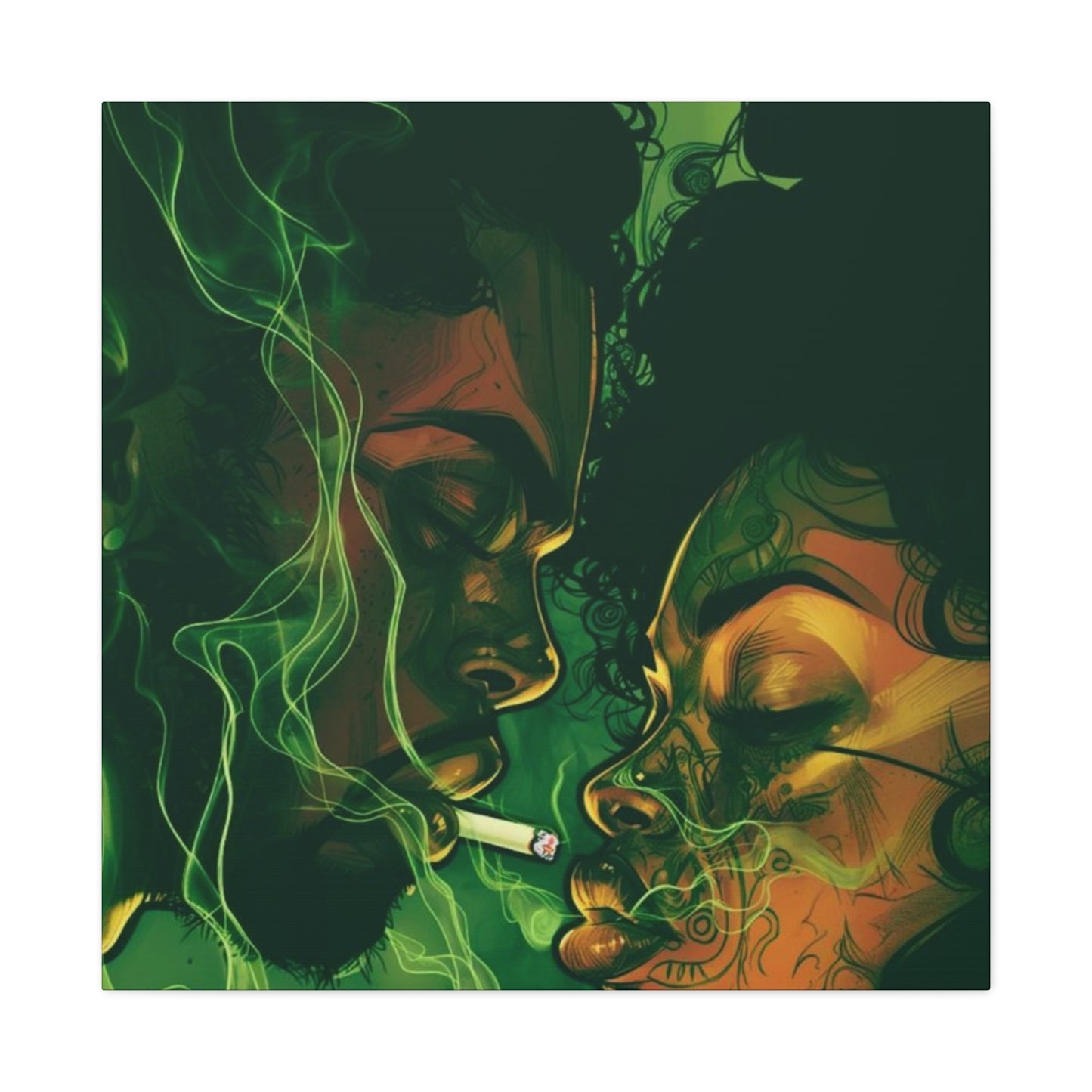 Couple With Joint Marijuana Wall Art & Canvas Prints