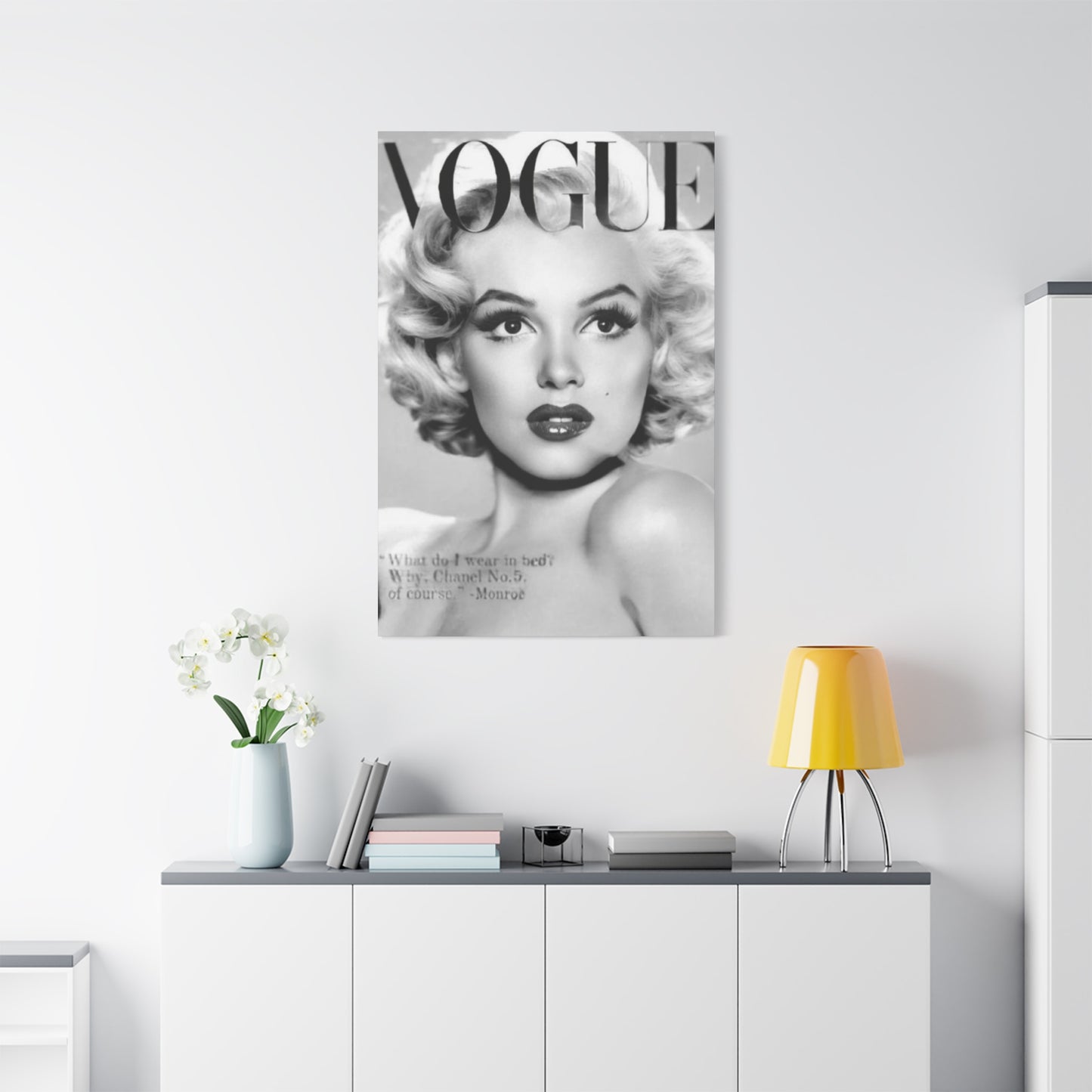 Monochrome Beautiful Face Of Marilyn Monroe On Vogue Wall Art & Canvas Prints