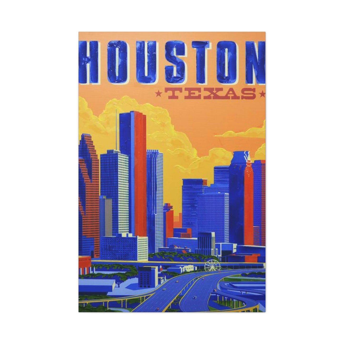 Colorful Houston Skyline Painting Wall Art & Canvas Prints