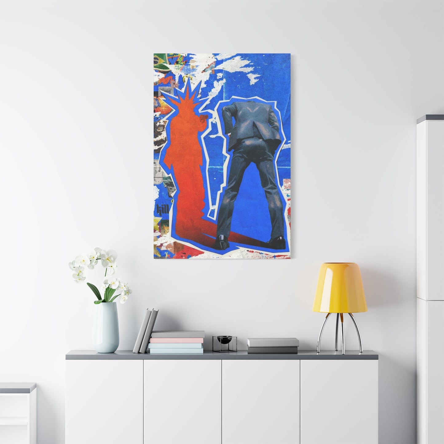 Suit Men Shadow Abstract Mixed Media Wall Art & Canvas Prints