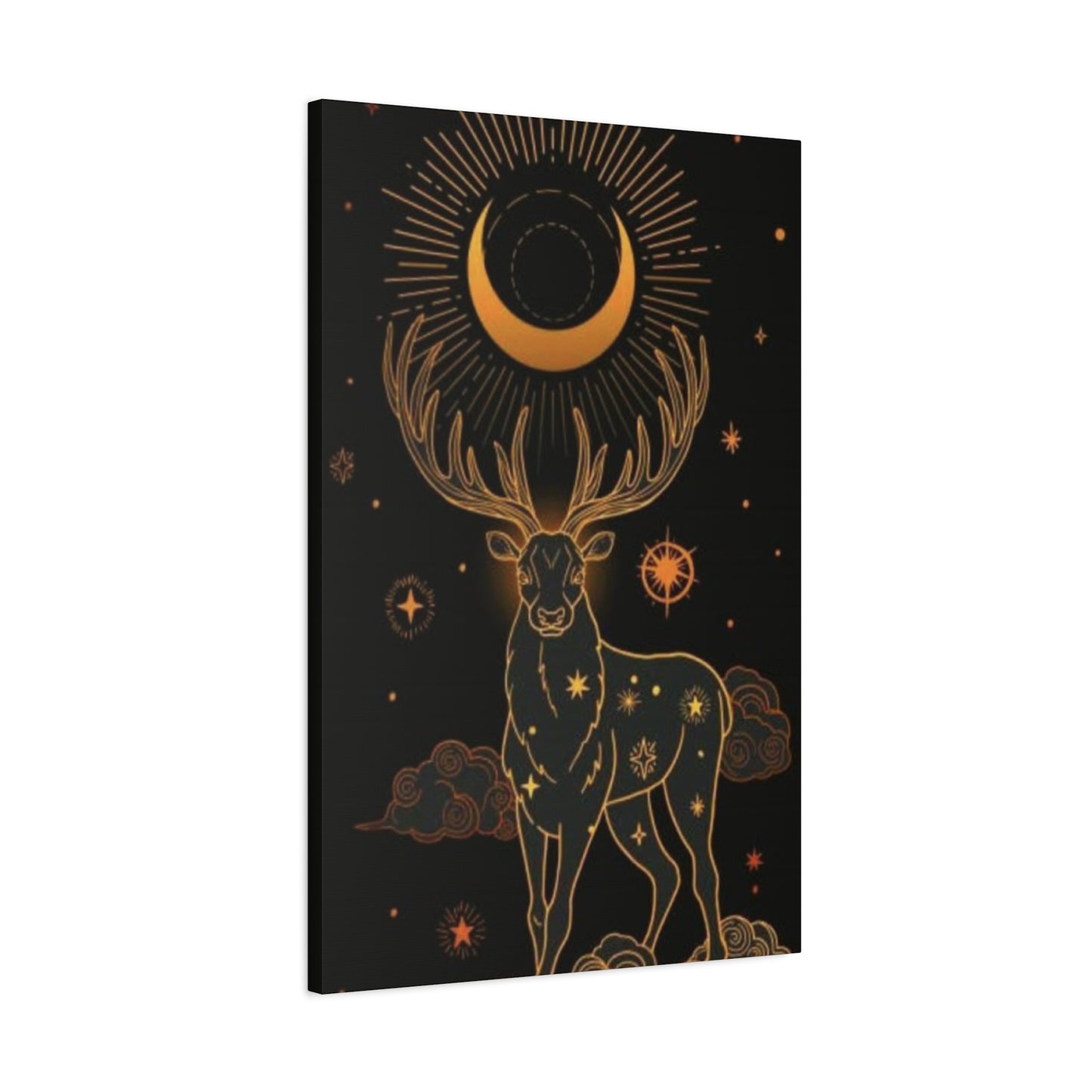 Deer with Crescent Moon Wall Art & Canvas Prints