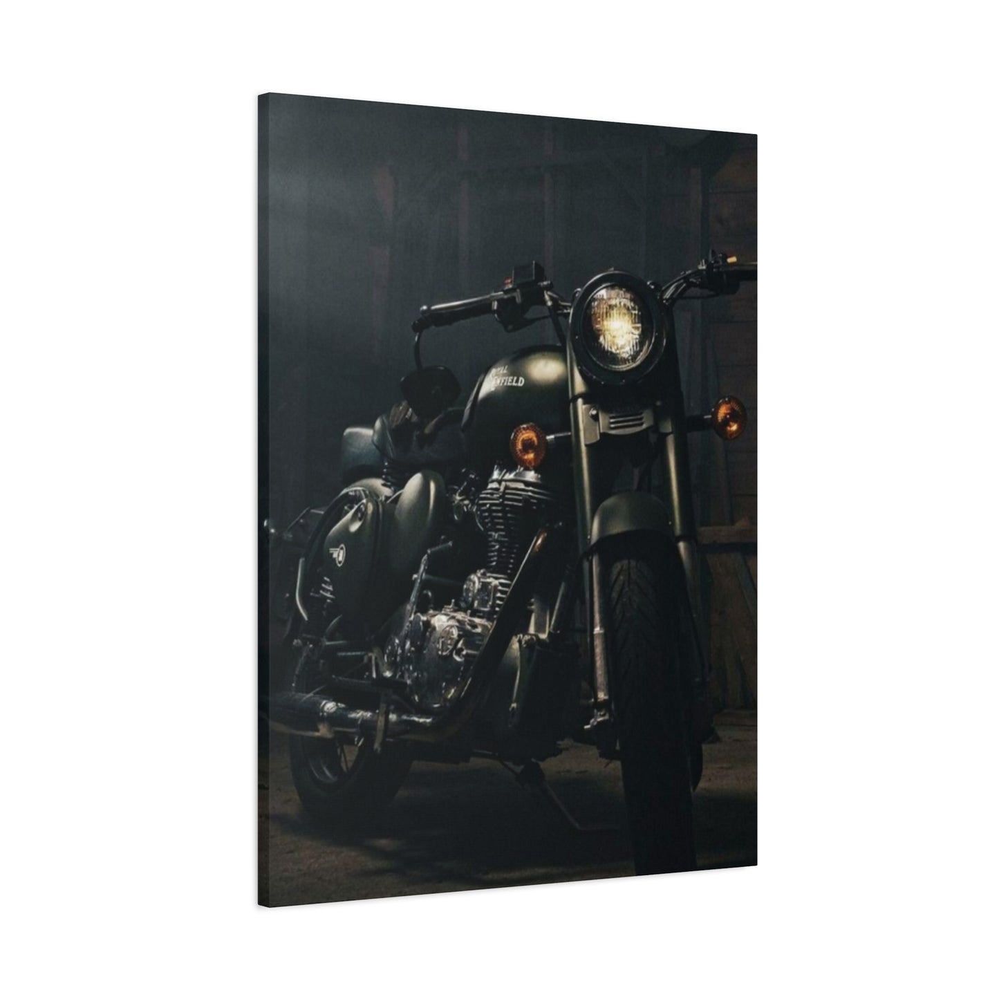 Black Classic Royal Enfield Motorcycle Wall Art & Canvas Prints