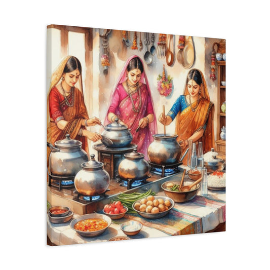 Indian Women Cooking Wall Art & Canvas Prints