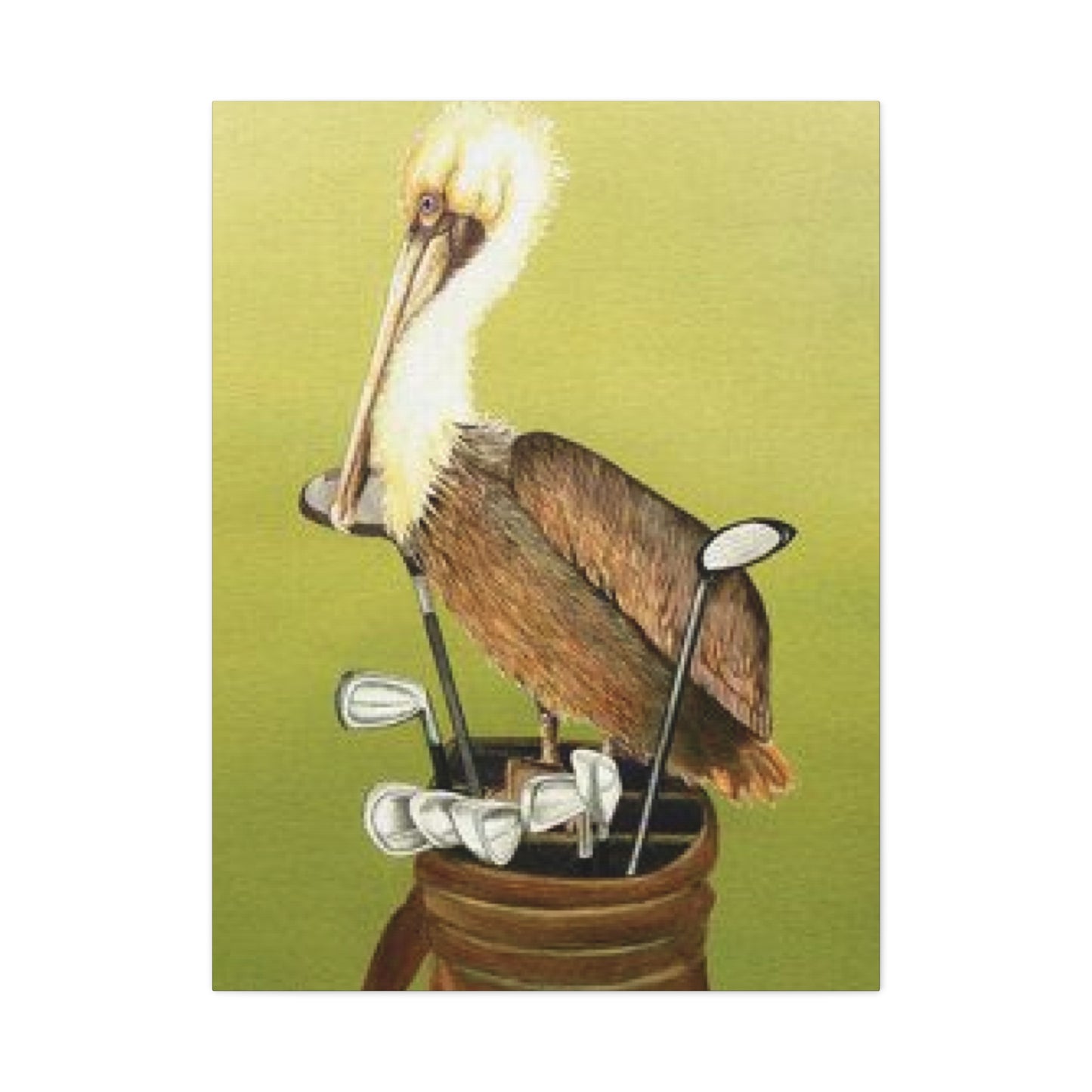 Pelican On a Golf Bag Painting Wall Art & Canvas Prints