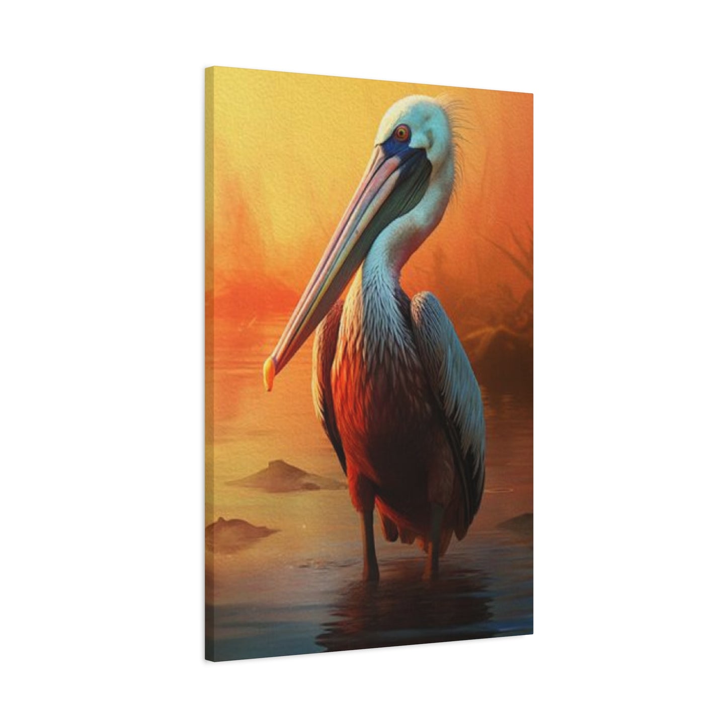 Pelican In Pond Wall Art & Canvas Prints