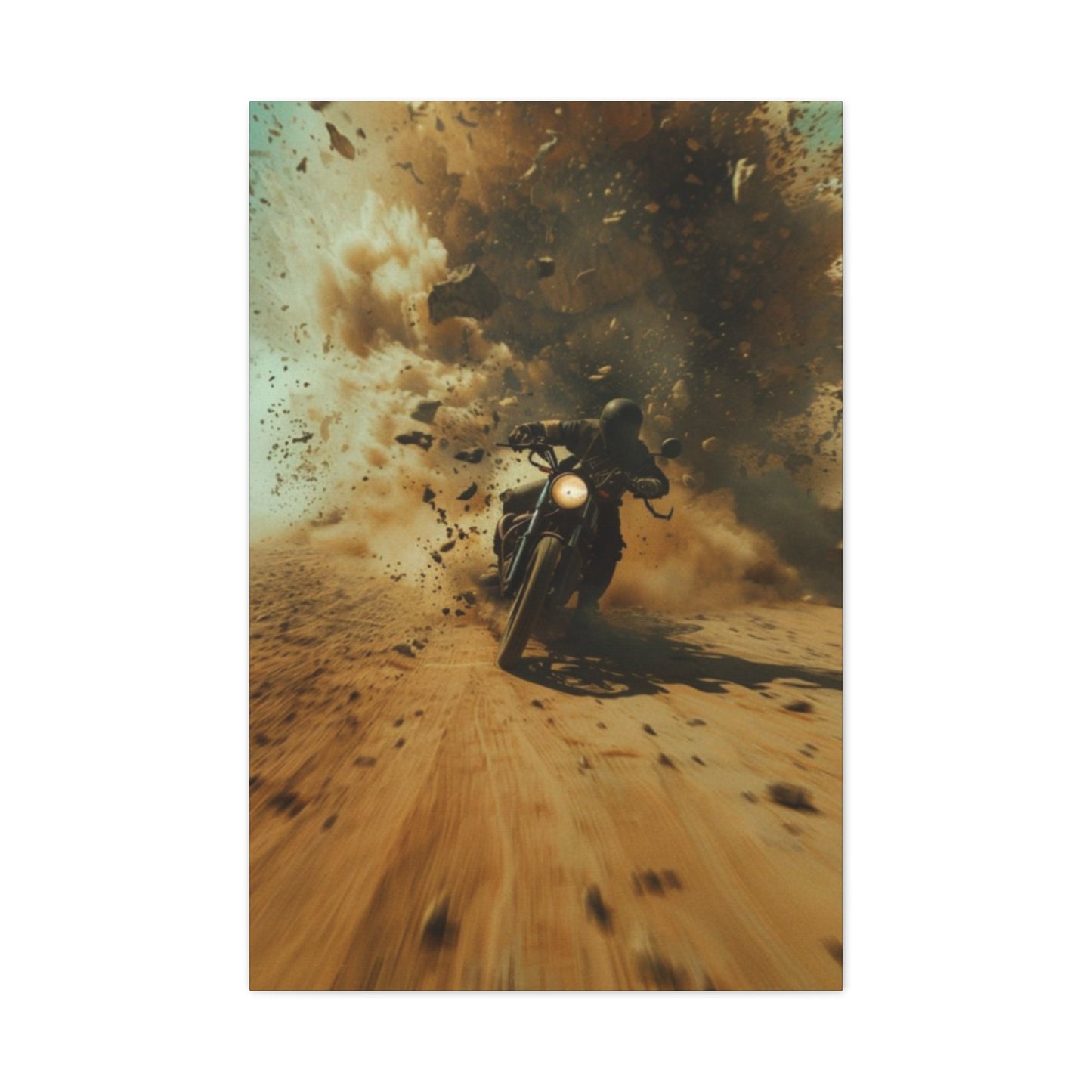 Bike Riding In Desert Motorcycle Wall Art & Canvas Prints